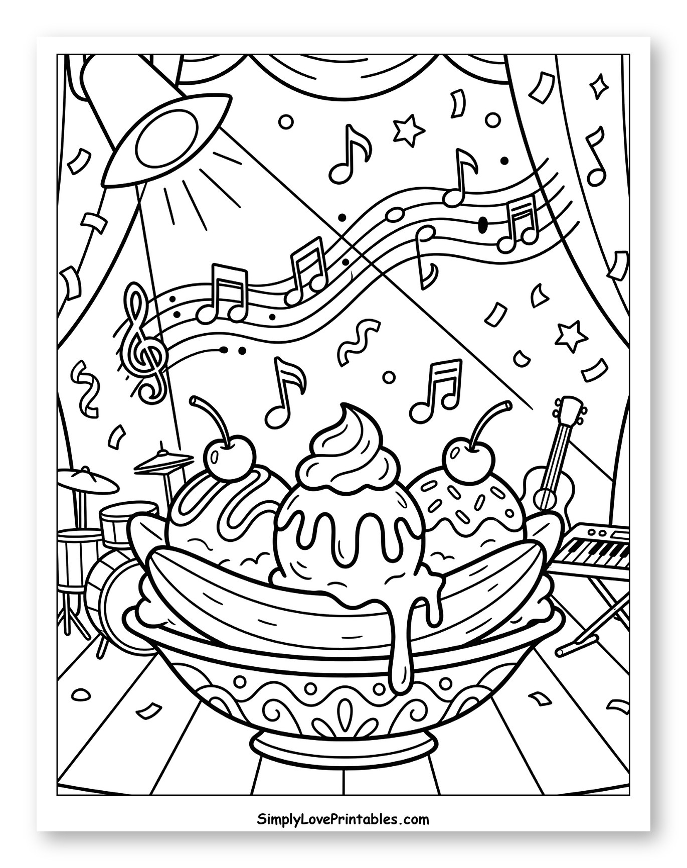 Banana Split Dessert on a Musical Stage
