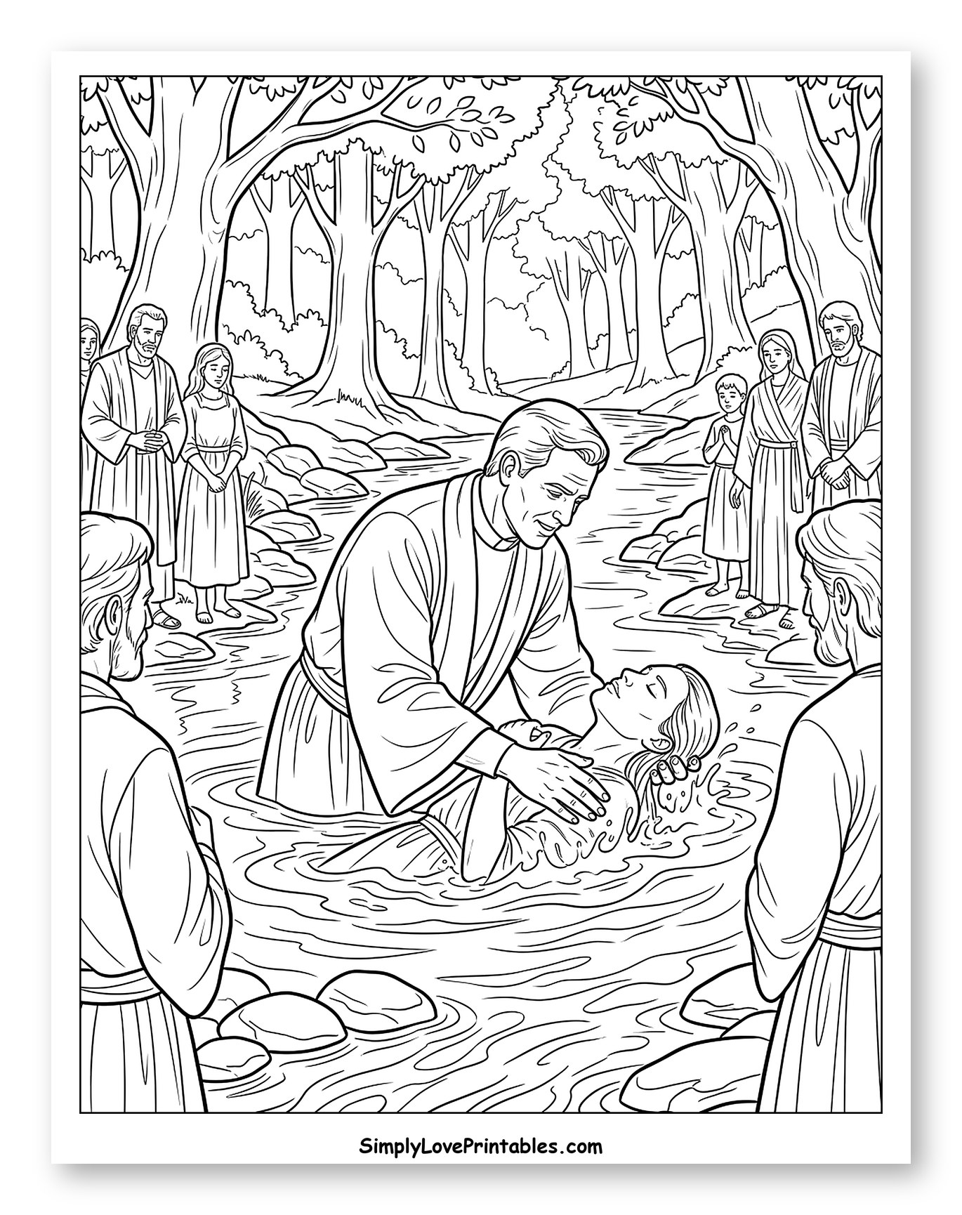 Baptism in a River with Onlookers
