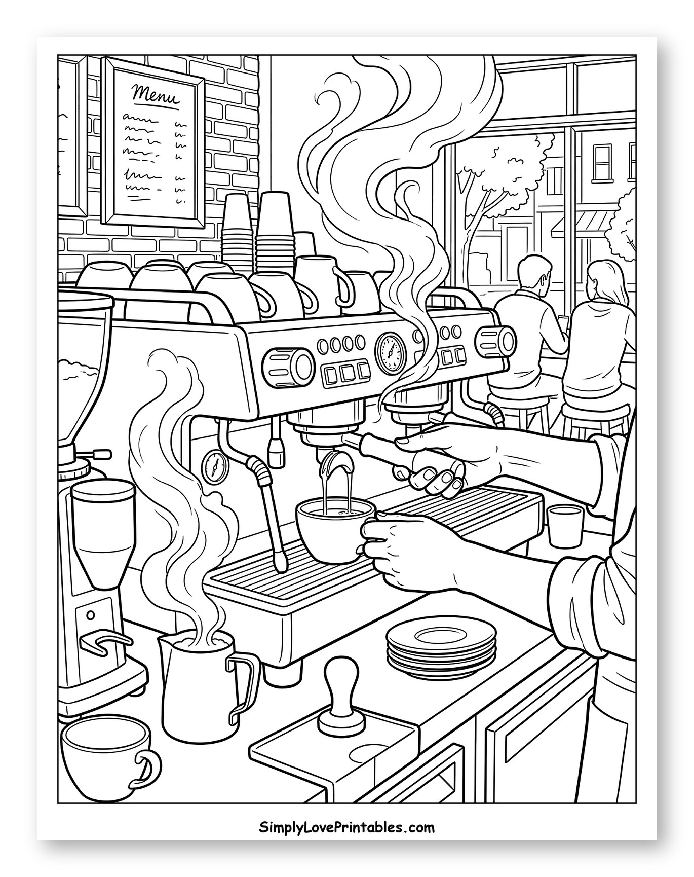 Barista Making Coffee in a Bustling Cafe