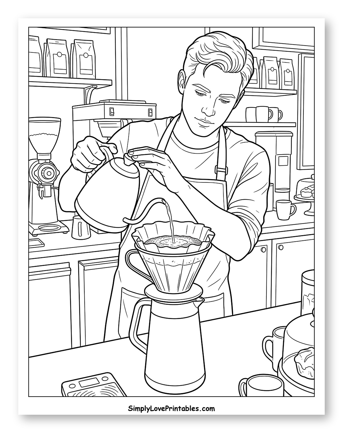 Barista Preparing Pour-Over Coffee at Cafe
