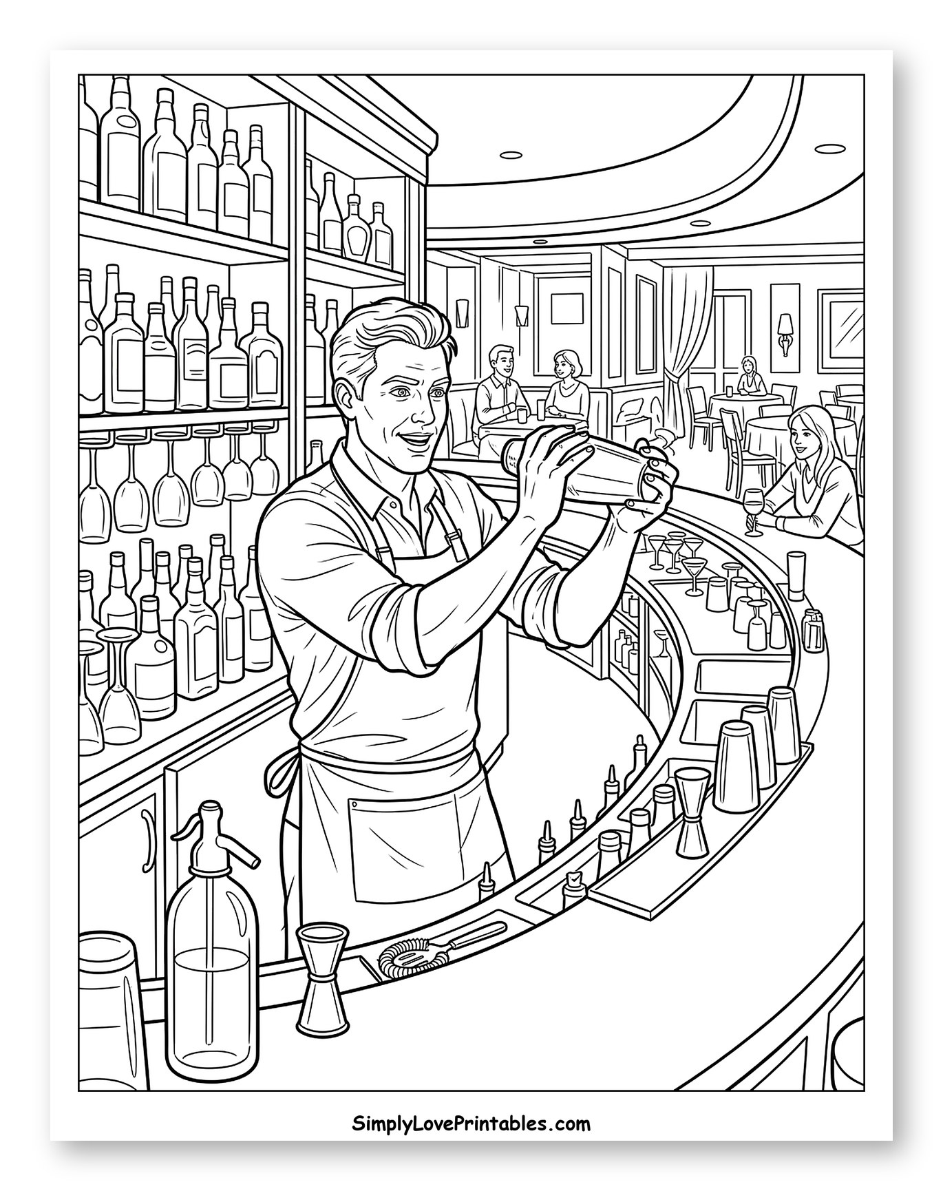 Bartender Mixing Drinks at a Bar