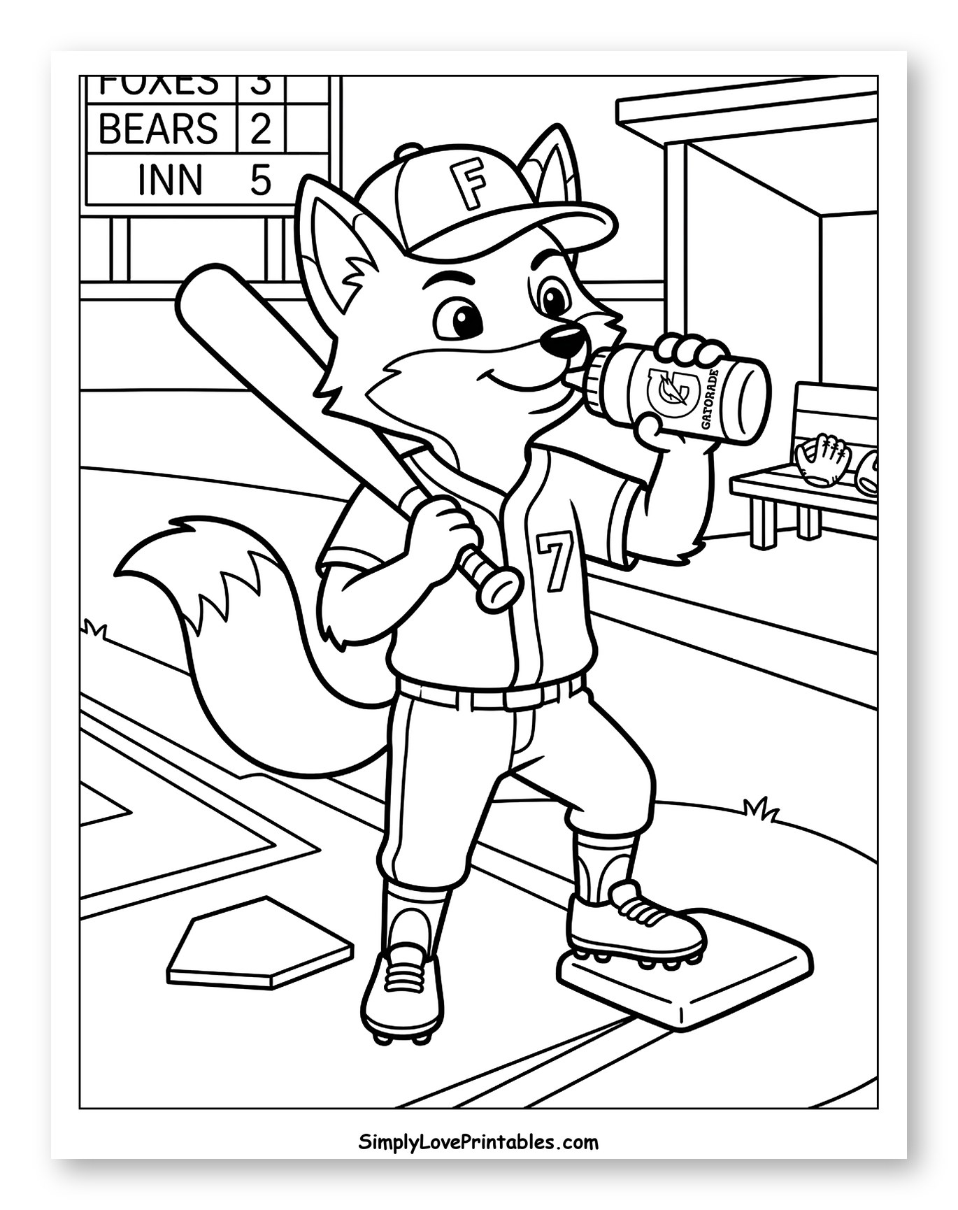 Baseball Fox Player Drinking Gatorade