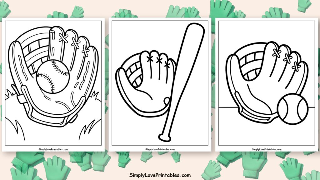 Baseball glove coloring pages featured image