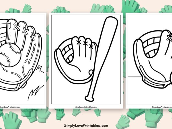 Baseball glove coloring pages featured image