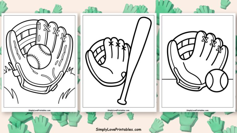 Baseball glove coloring pages featured image
