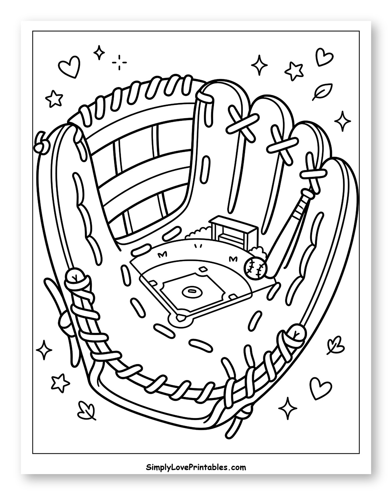 Baseball Glove with Miniature Field and Bat