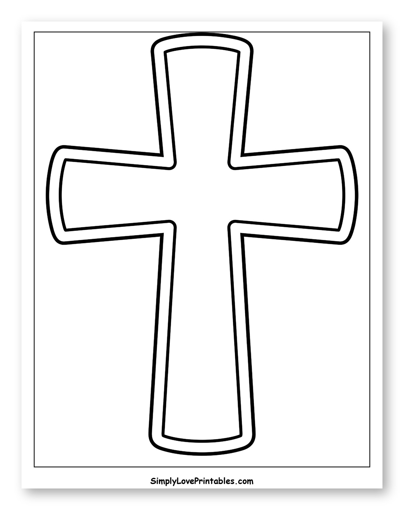Basic Rounded Cross Outline Coloring Sheet for Toddlers