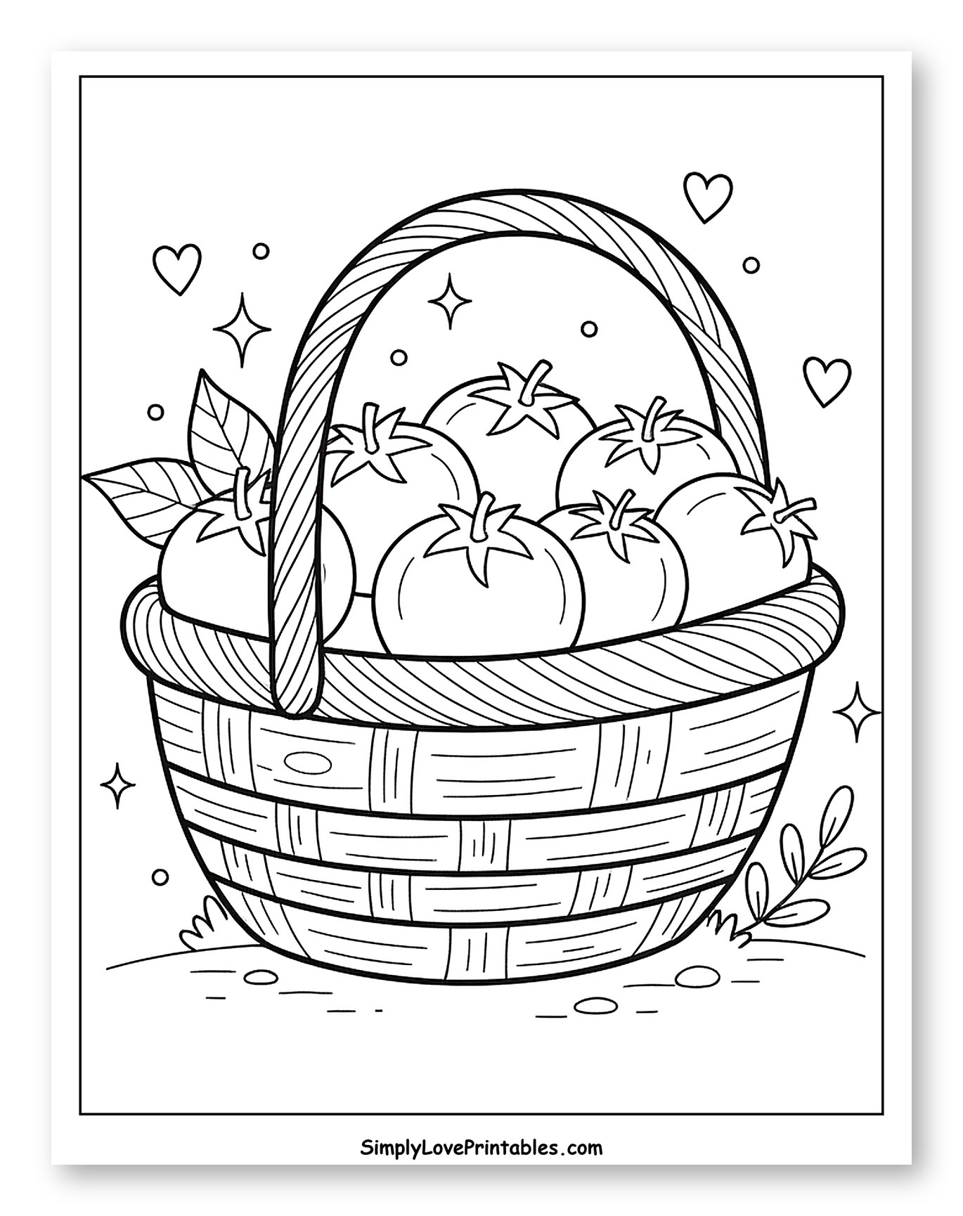 Basket Full of Fresh Tomatoes with Leaves