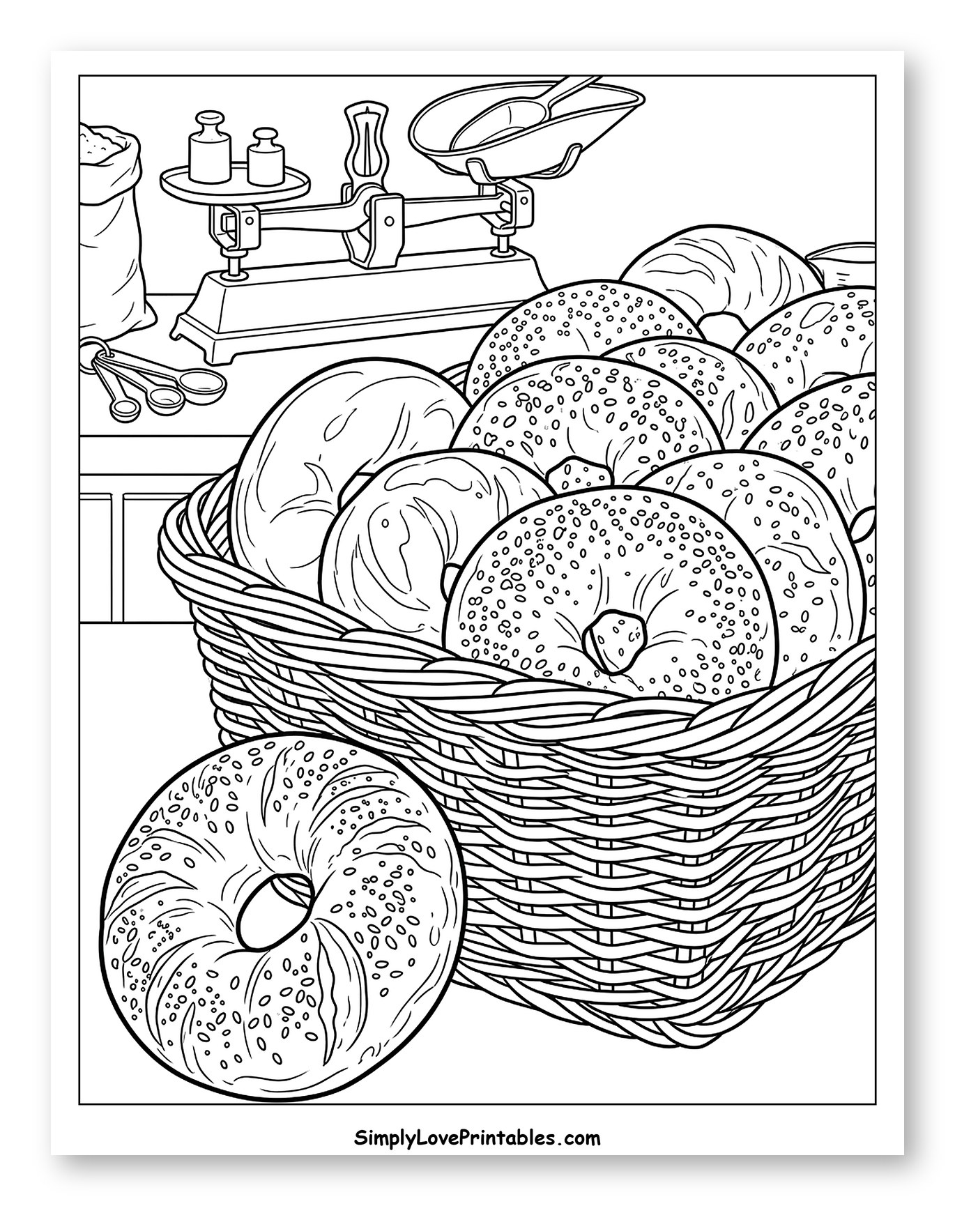 Basket of Bagels with Baking Supplies