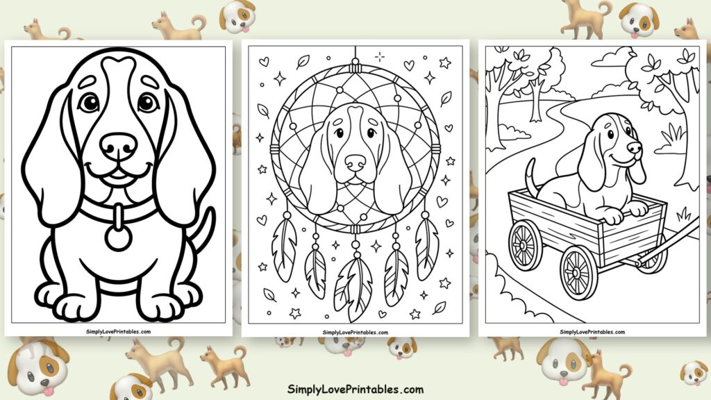 Basset Hound coloring pages featured image