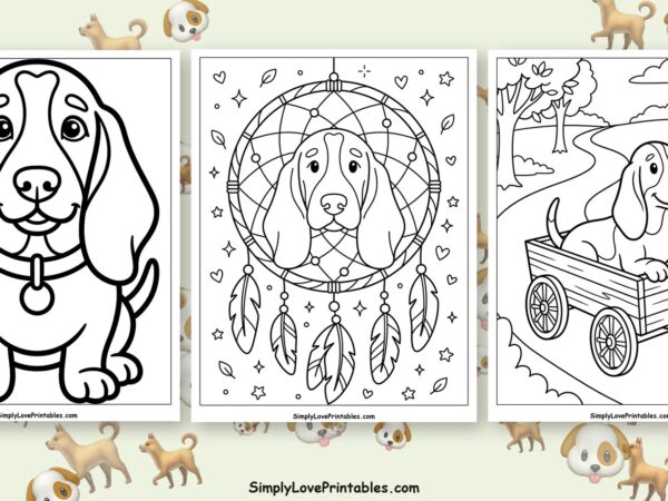 Basset Hound coloring pages featured image