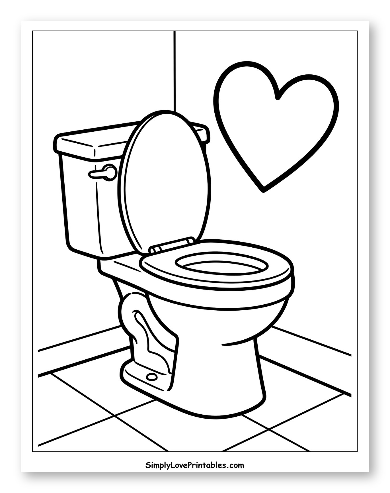Bathroom Toilet with Open Lid and Heart