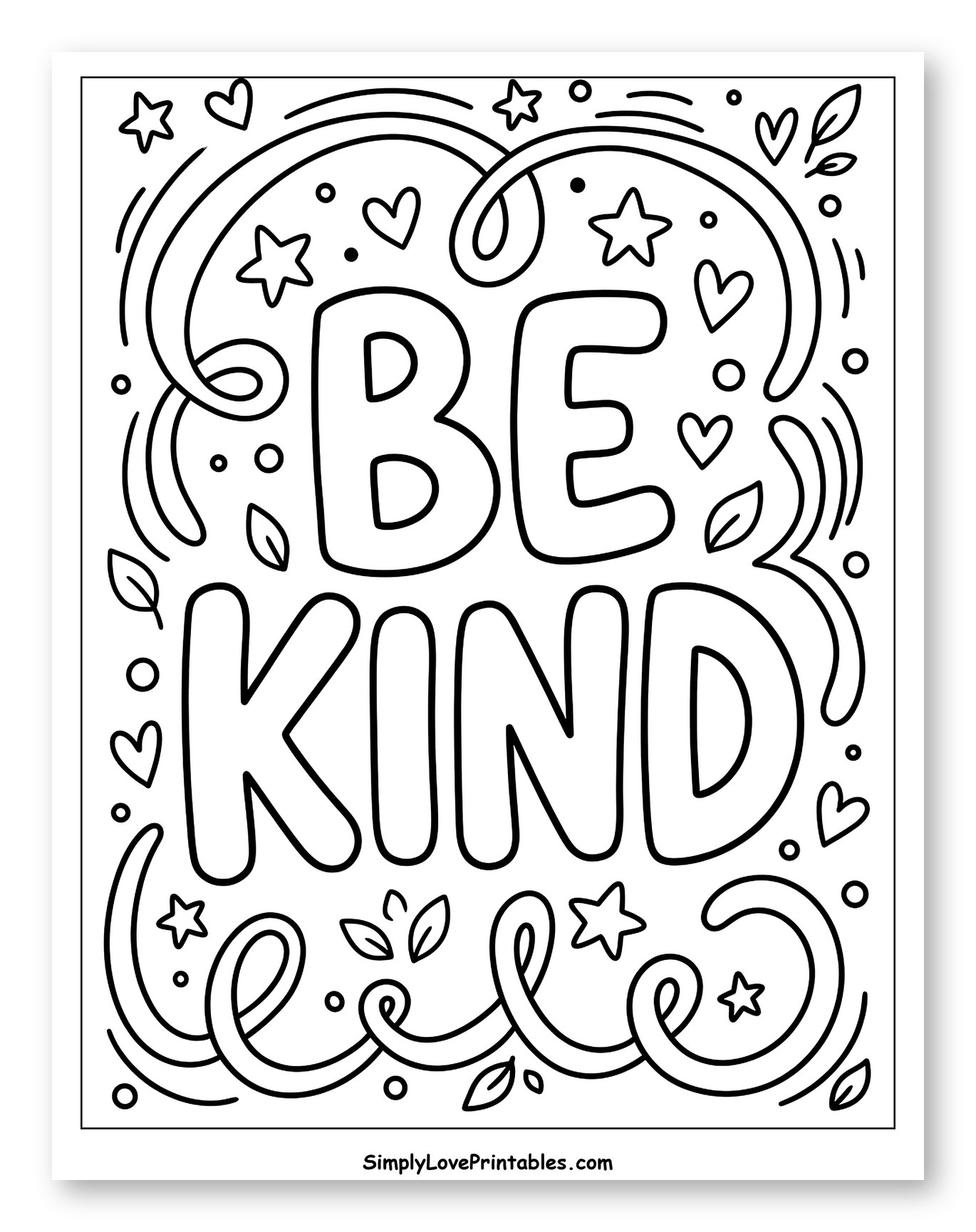 Be Kind Message with Swirls and Stars