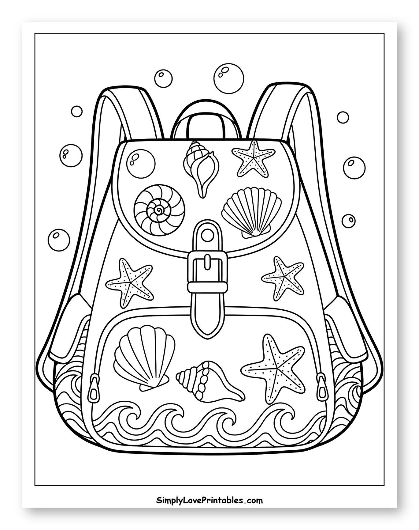 Beach Backpack with Starfish and Shells