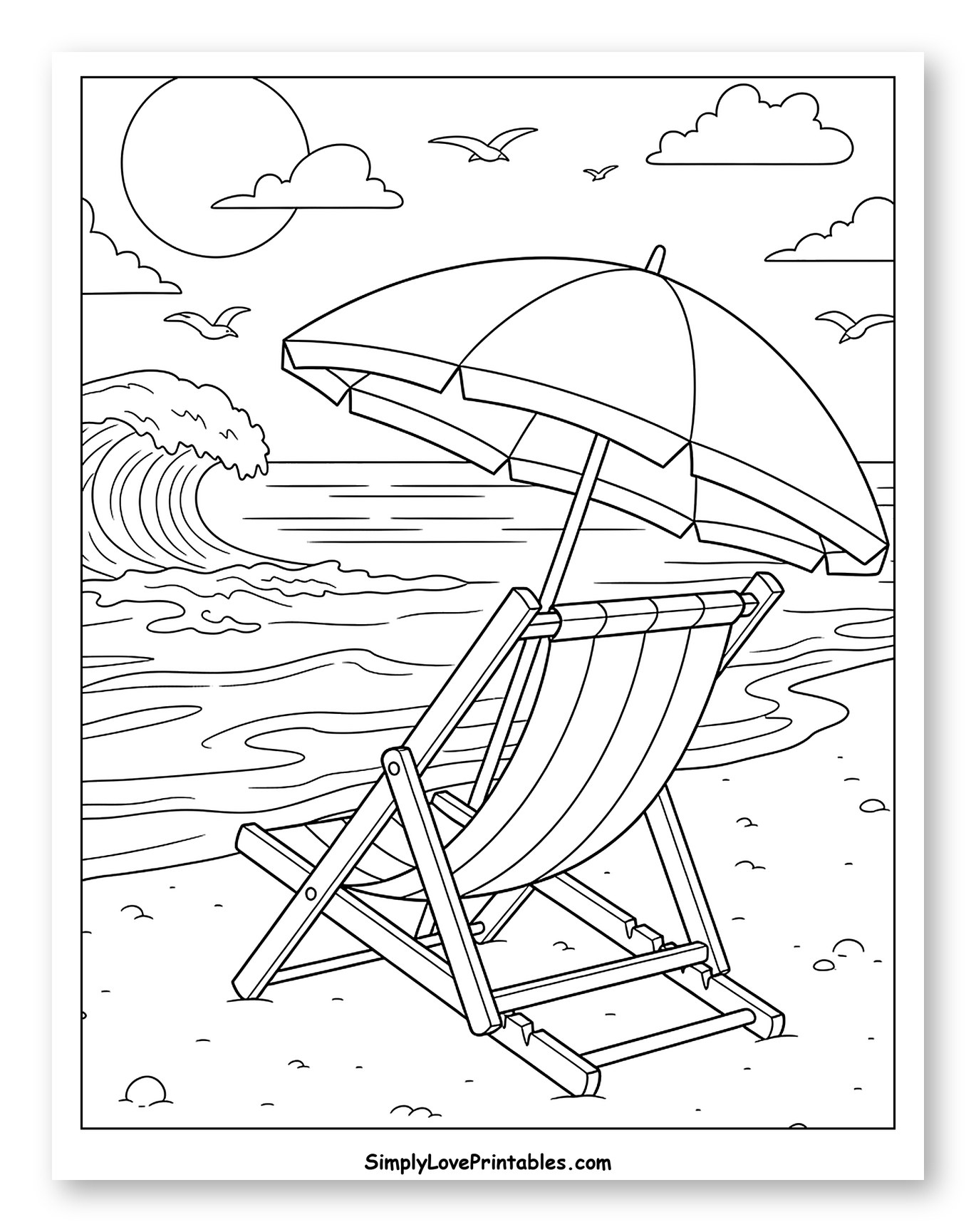 Beach Chair Under Umbrella by the Sea