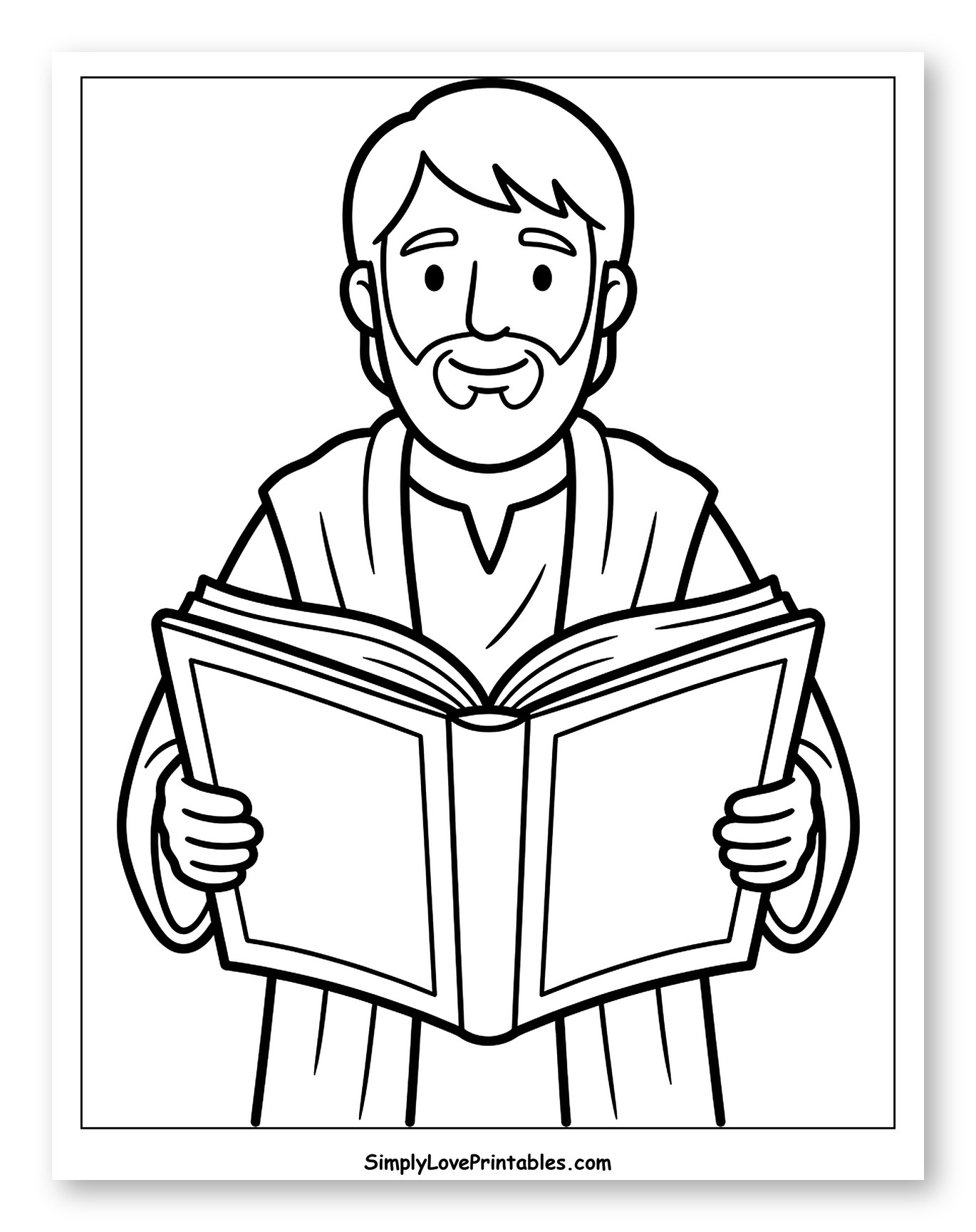 Bearded Man Reading an Open Book
