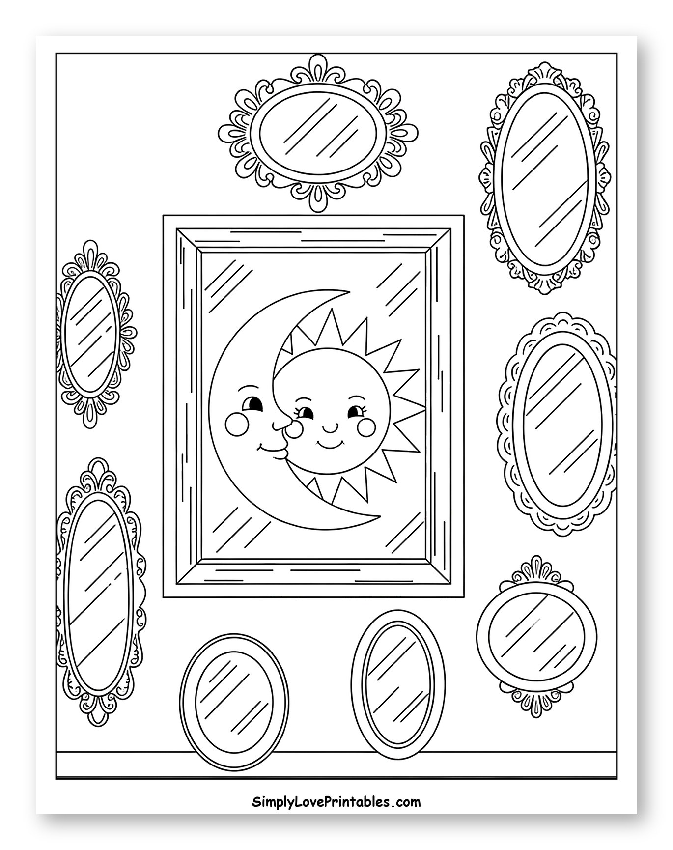 Beautiful Ornate Mirrors with Sun and Moon