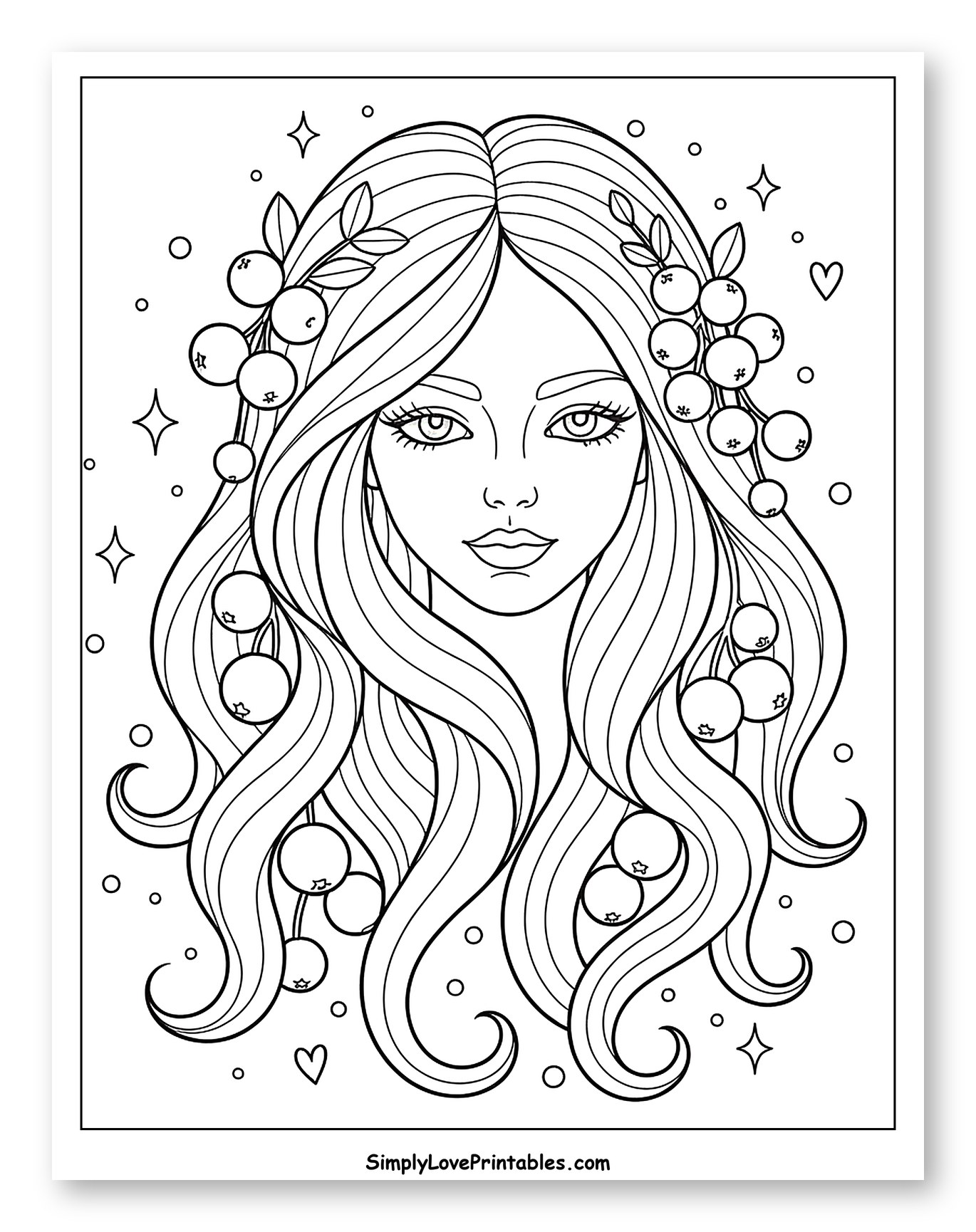 Beautiful Woman with Cranberry Adorned Hair