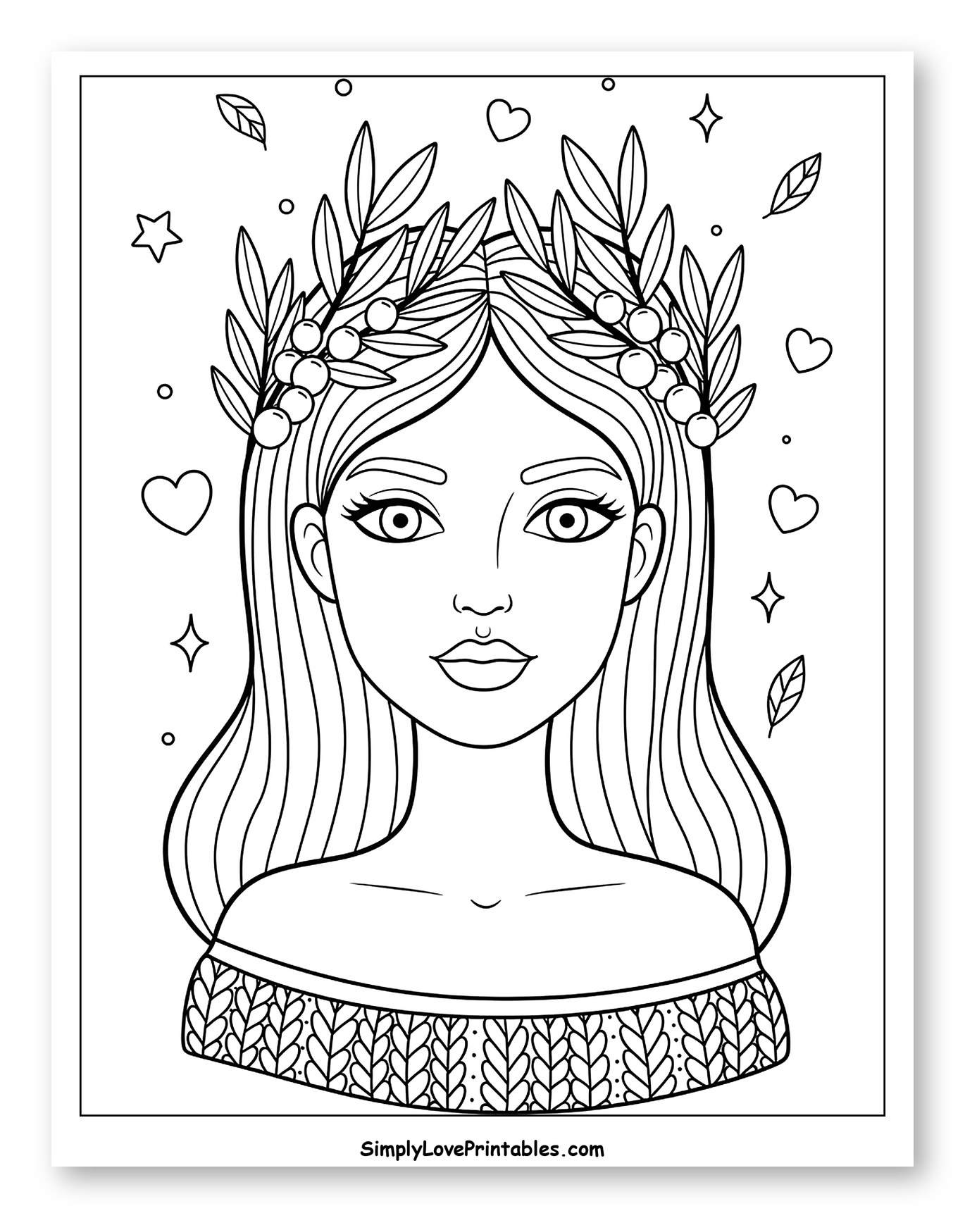 Beautiful Woman with Olive Branch Crown