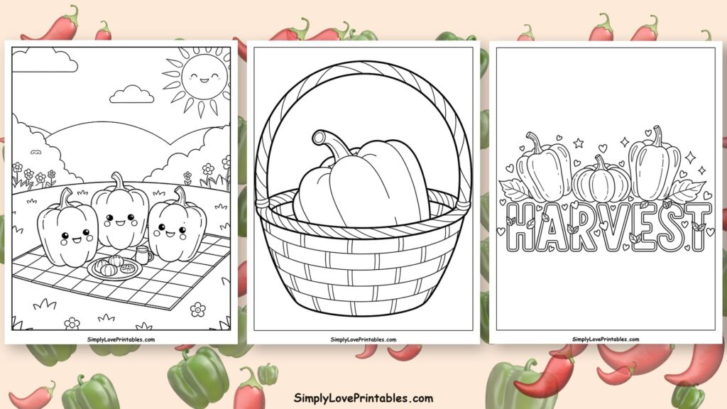 Bell pepper coloring pages featured image