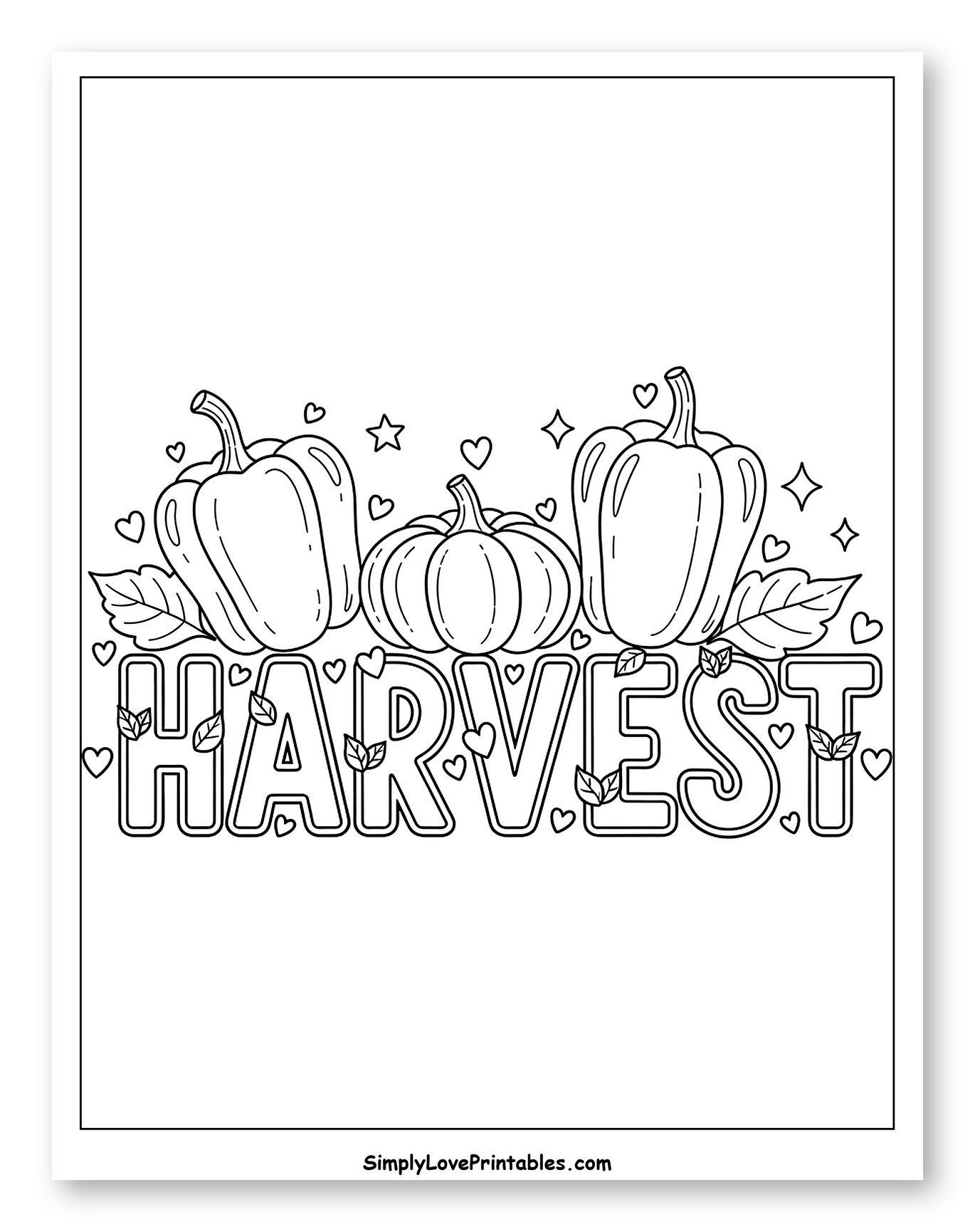 Bell Peppers and Pumpkin with Harvest Text