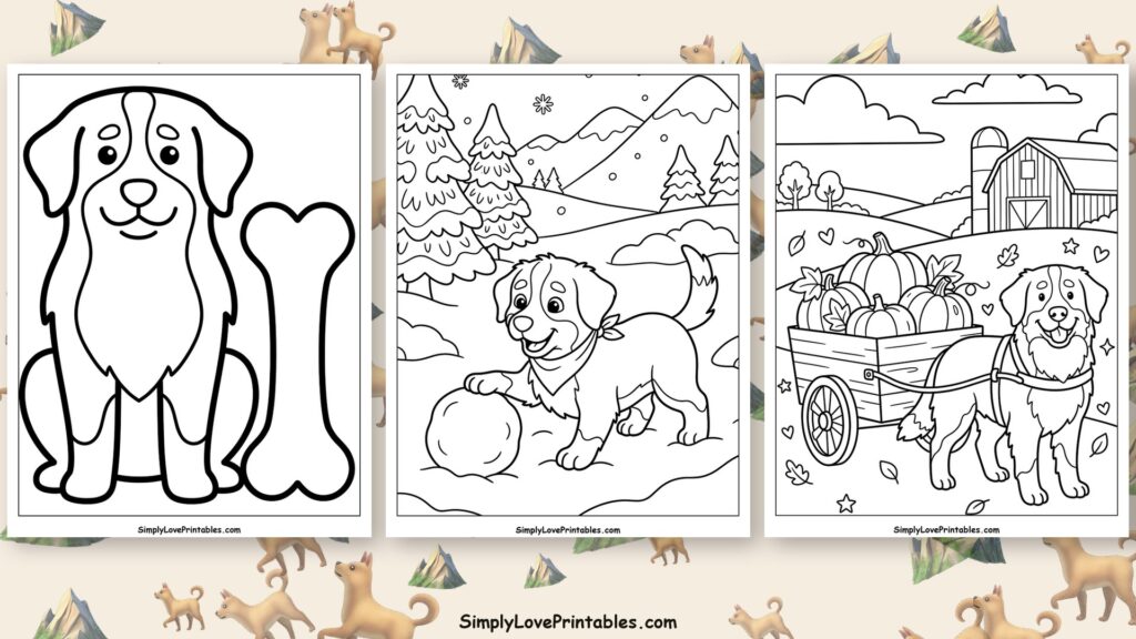 Bernese Mountain Dog coloring pages featured image