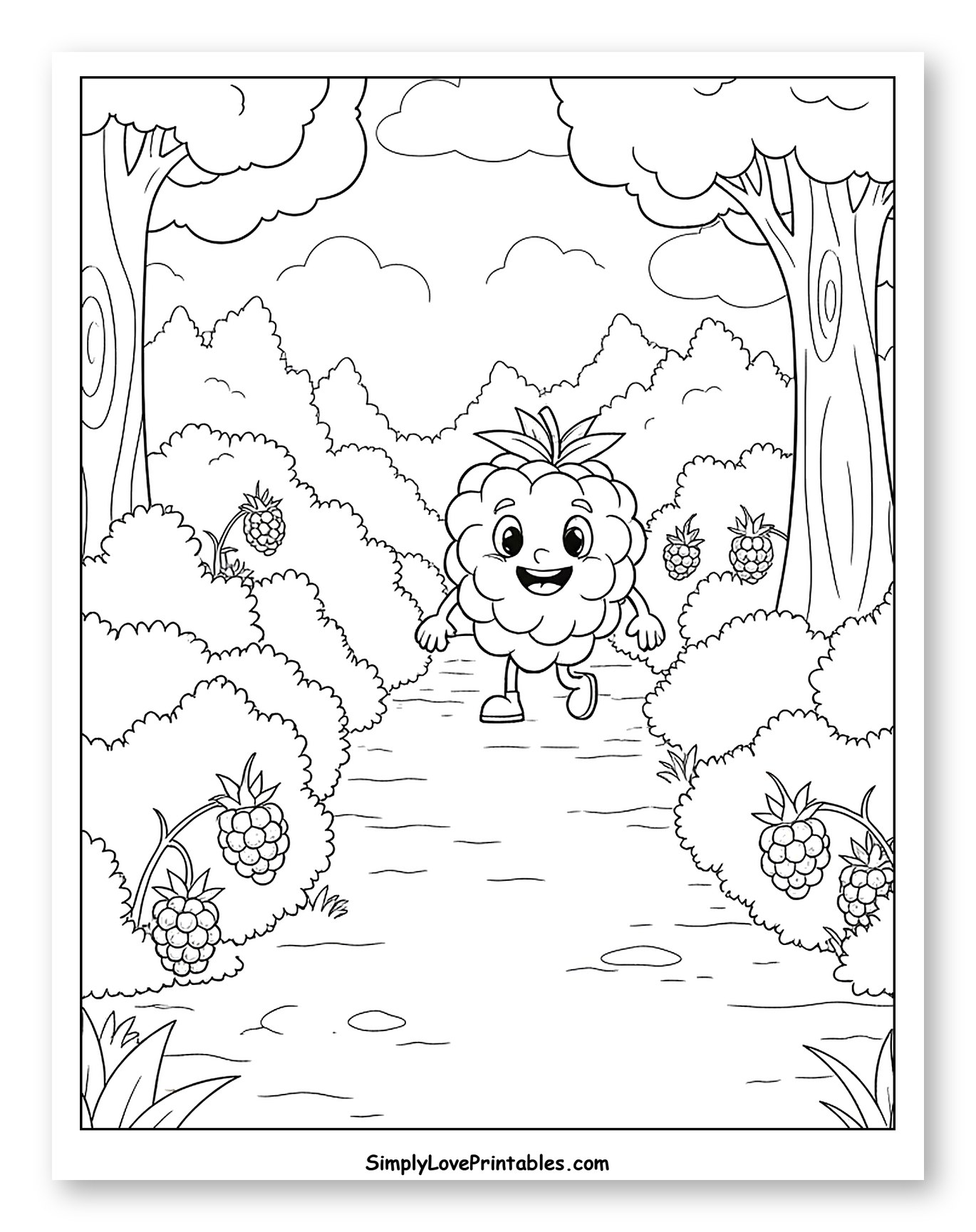 Berry Character Strolling in a Raspberry Patch