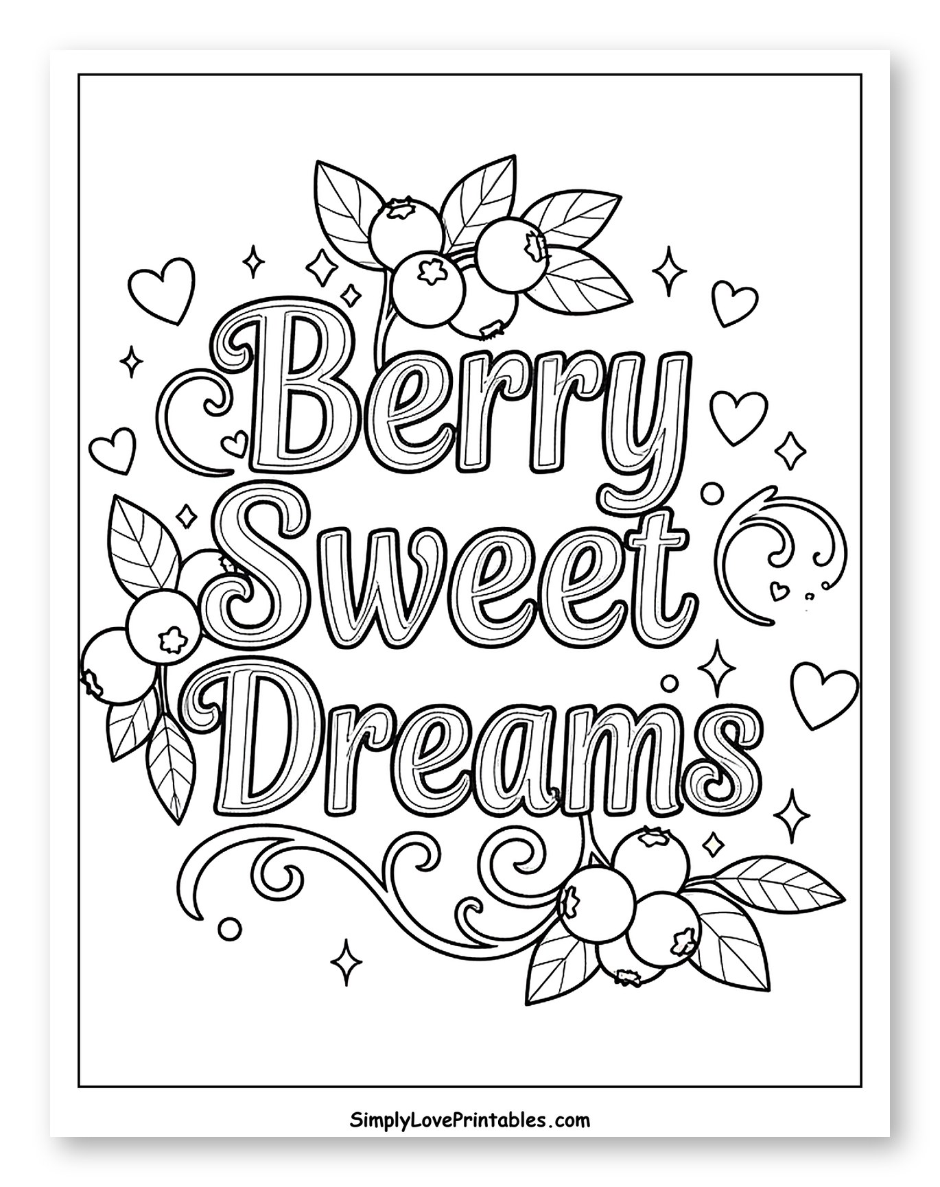 Berry Sweet Dreams with Blueberries to Color for Adults