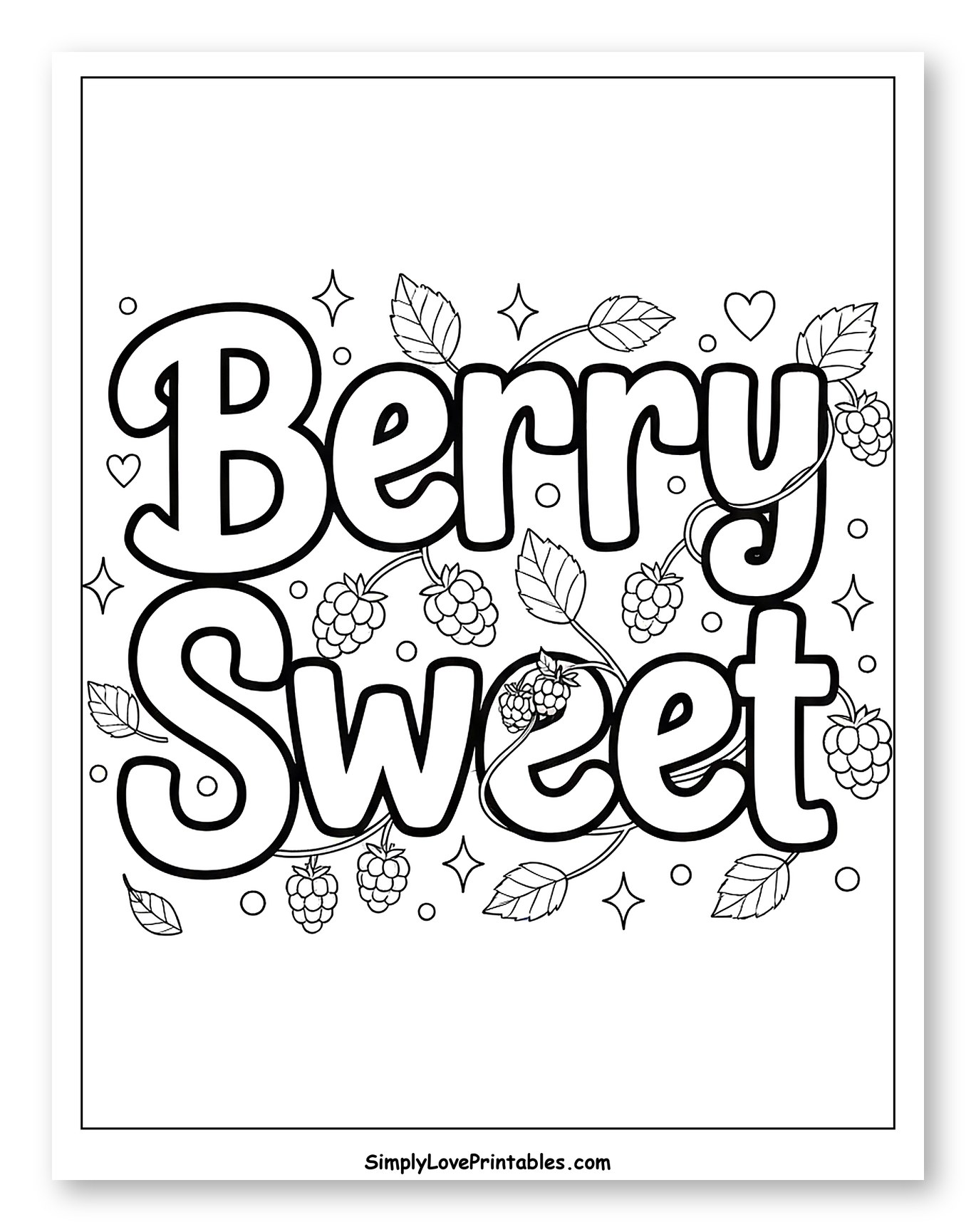 Berry Sweet Saying with Raspberries and Hearts