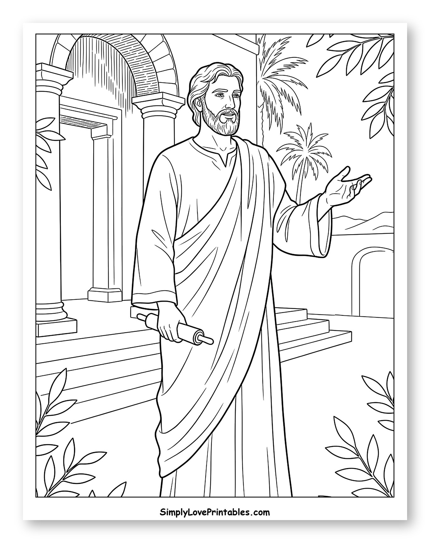 Biblical Figure Holding a Scroll and Gesturing