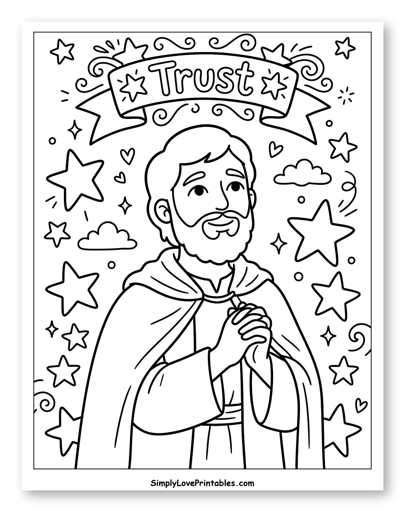 Biblical Joseph with Trust Banner and Stars