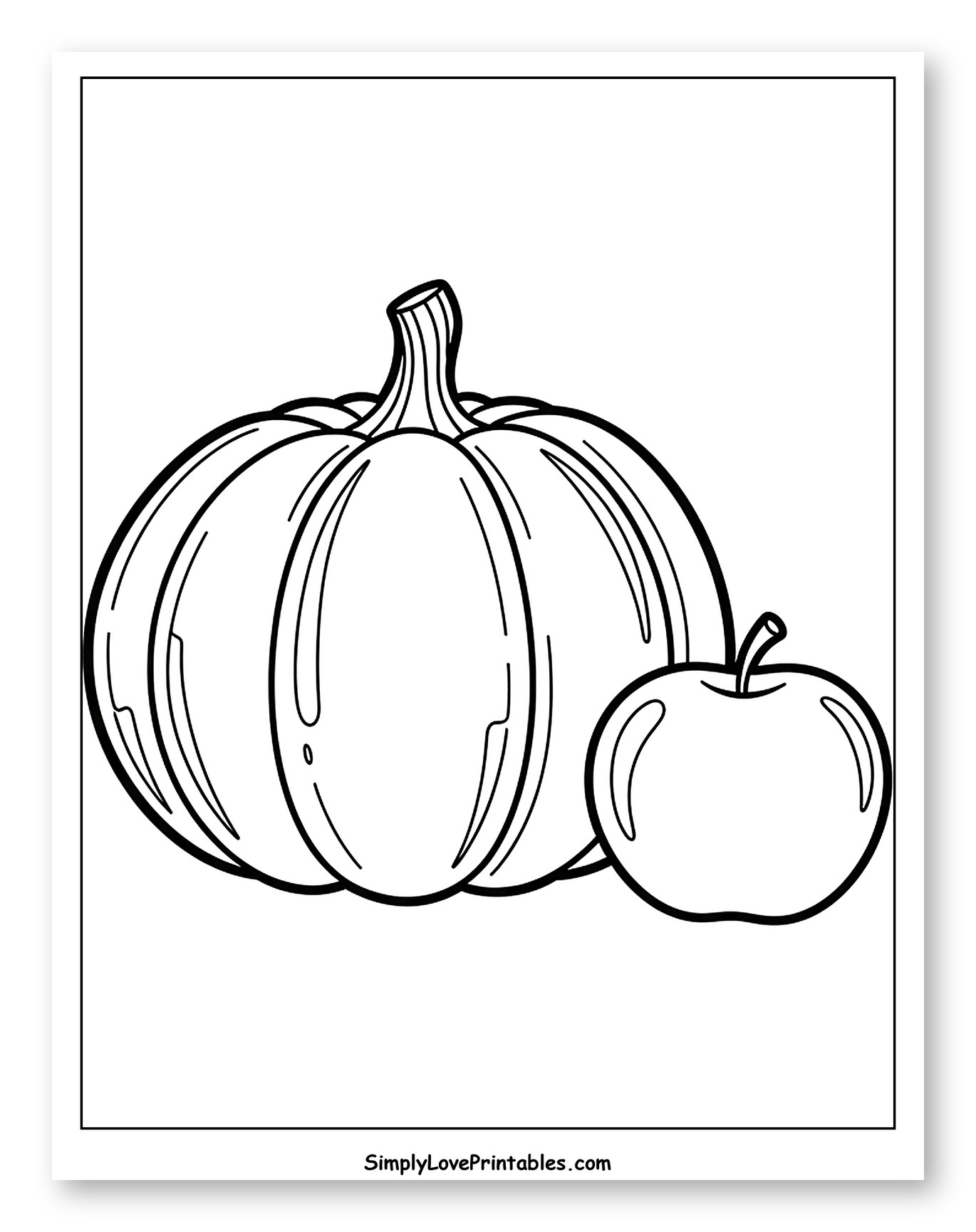 Big Pumpkin and Small Apple to Color for Toddlers