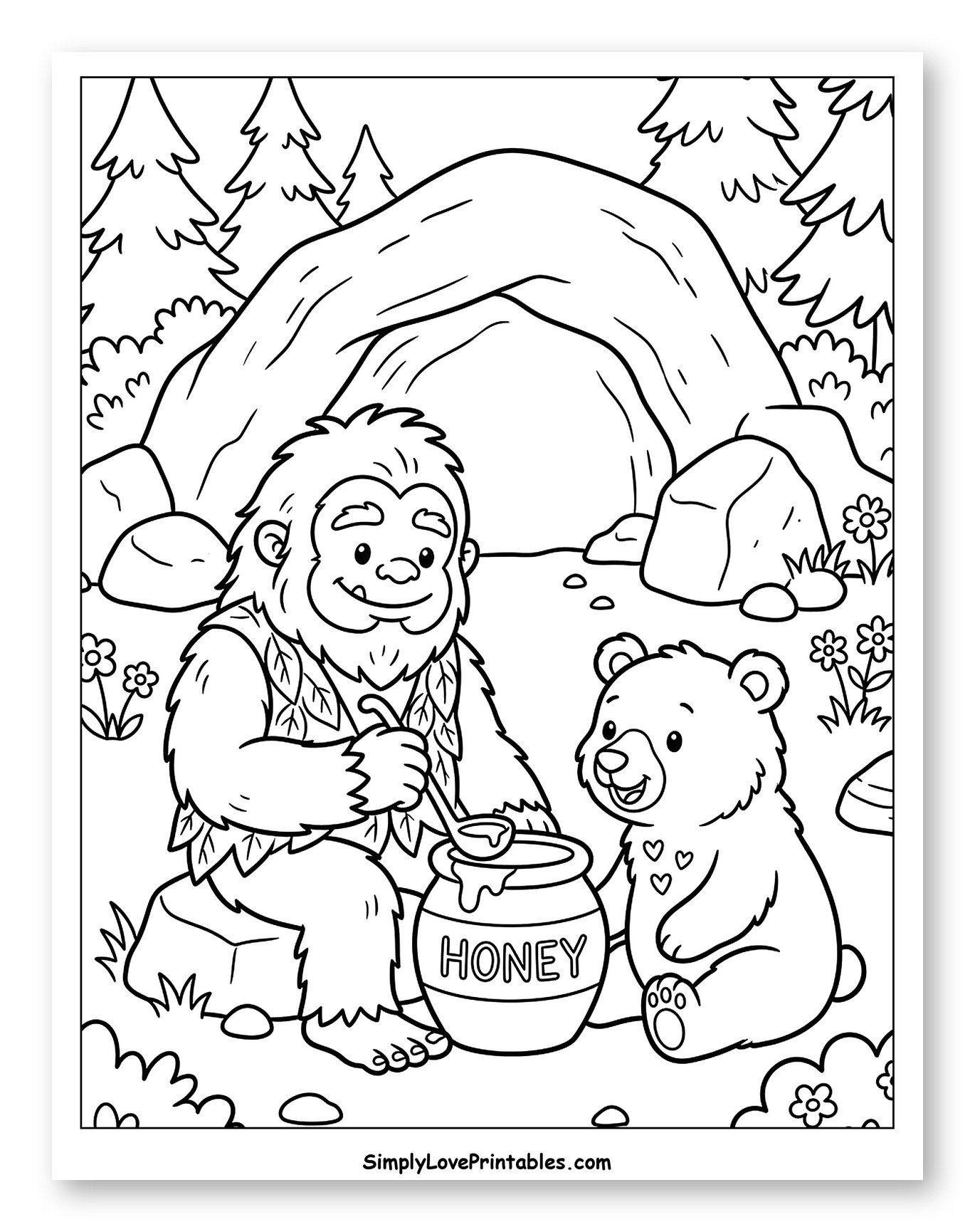 Bigfoot and Bear Cub Sharing Honey