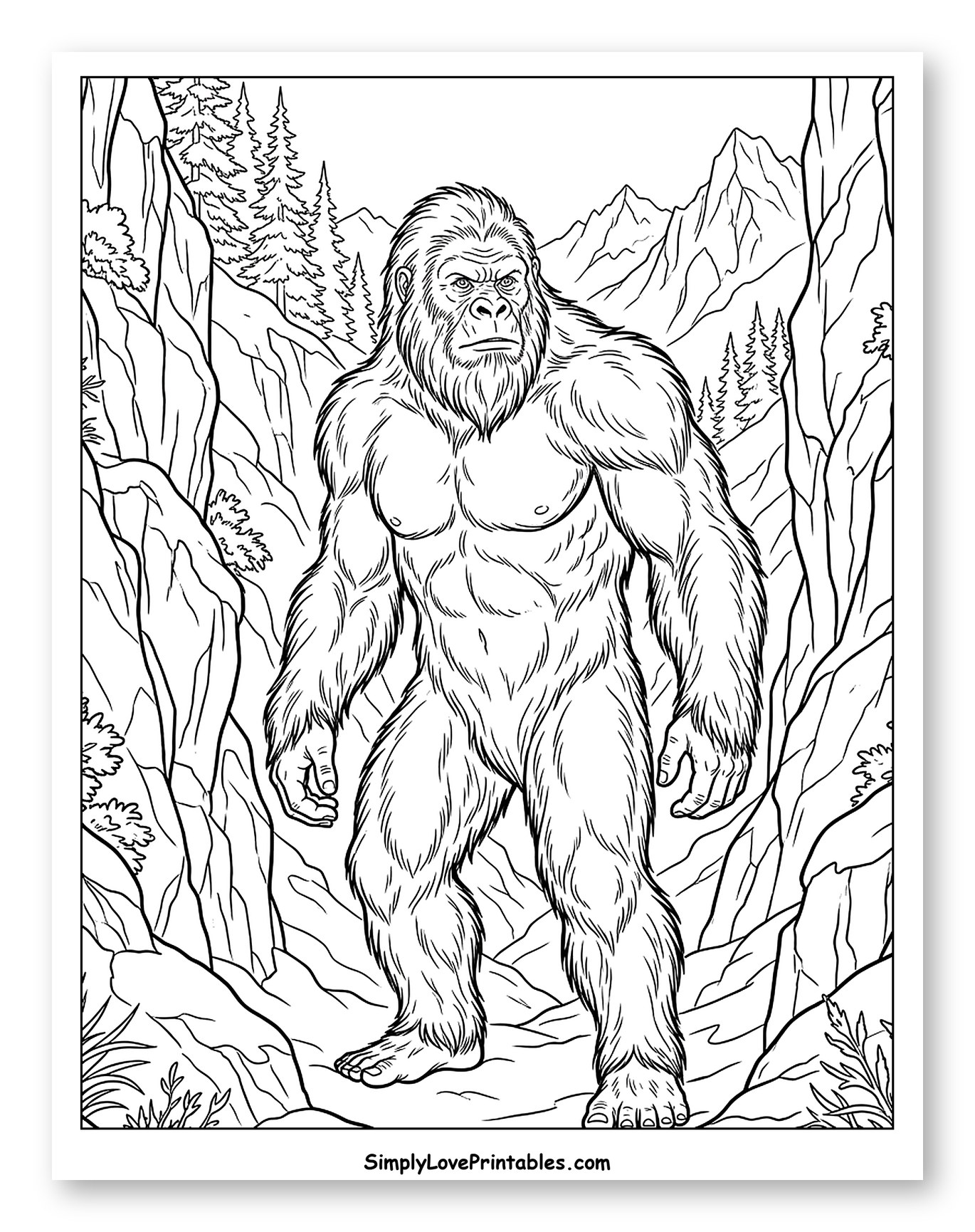 Bigfoot Standing Tall in a Mountain Valley