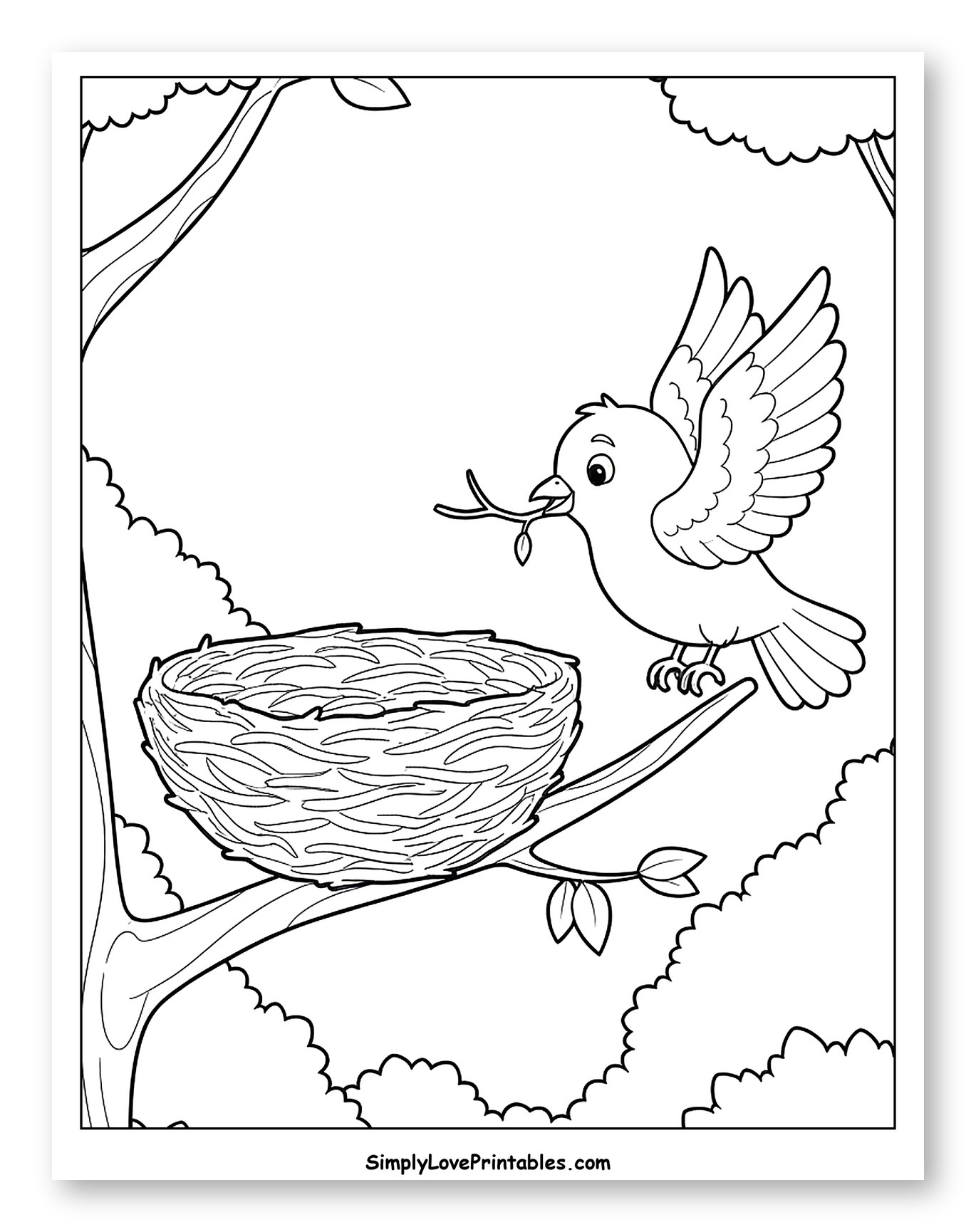 Bird Building a Nest in a Tree