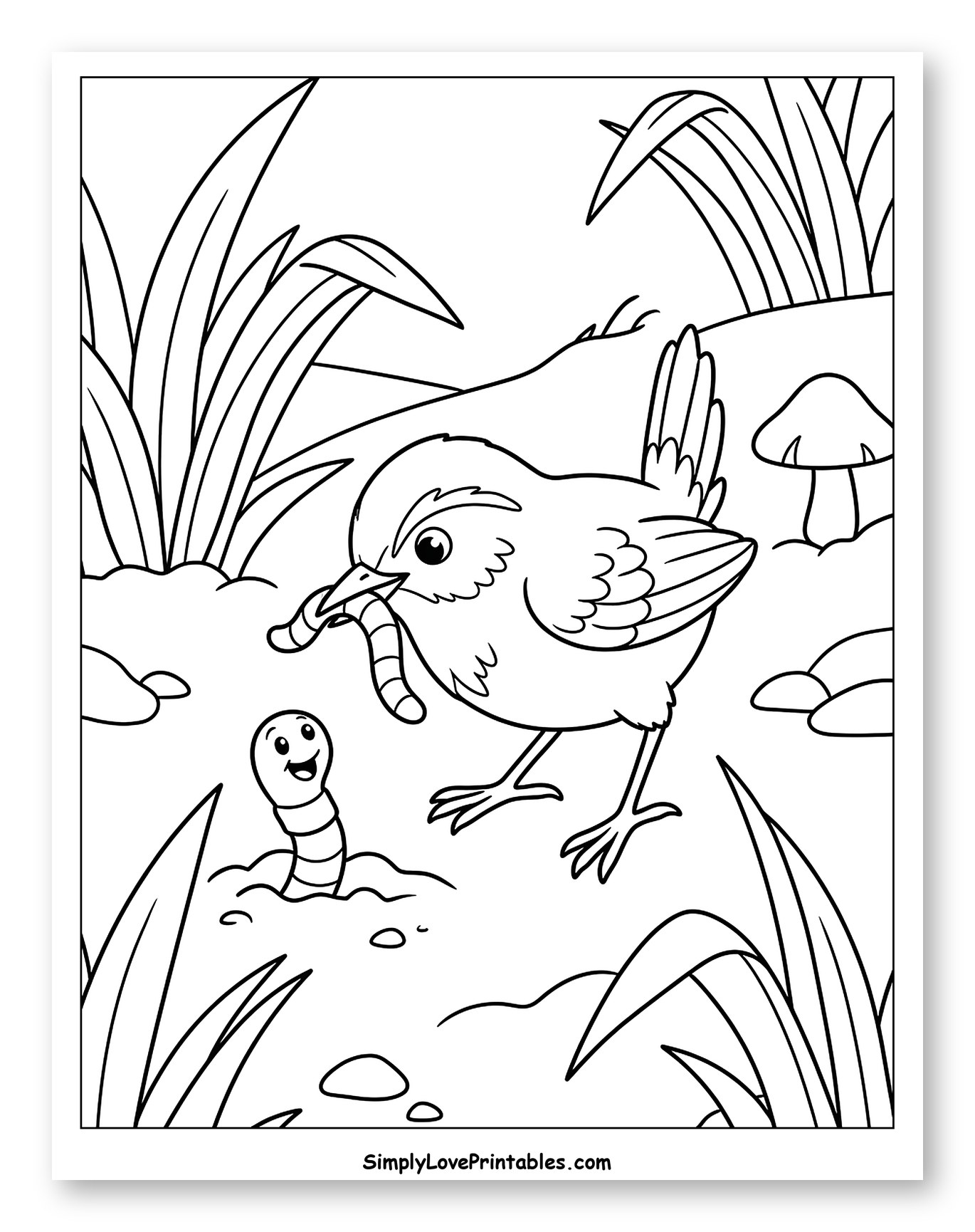 Bird Catching a Smiling Worm