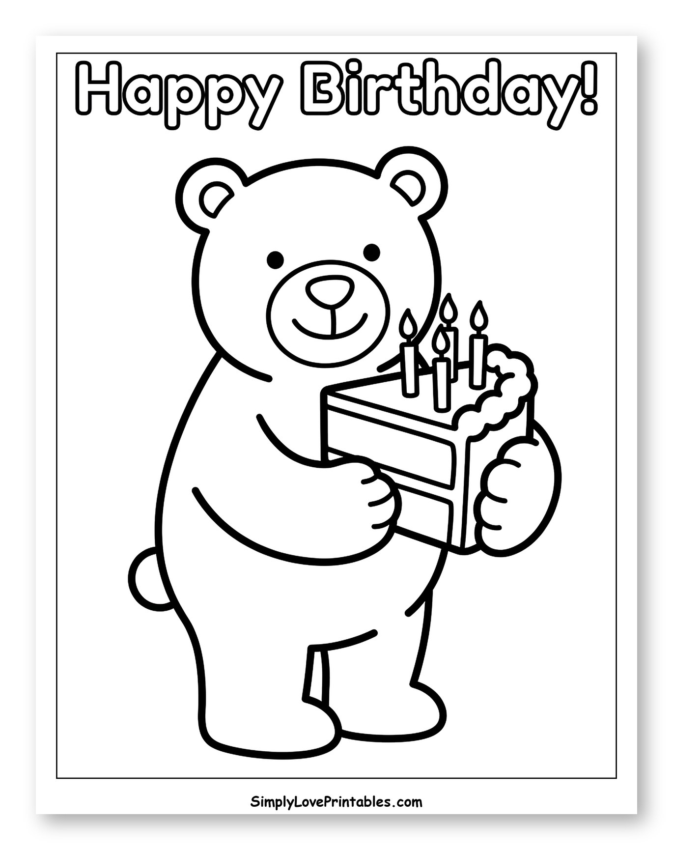 Birthday Bear with Cake and Candles