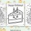 Birthday cake coloring pages featured image