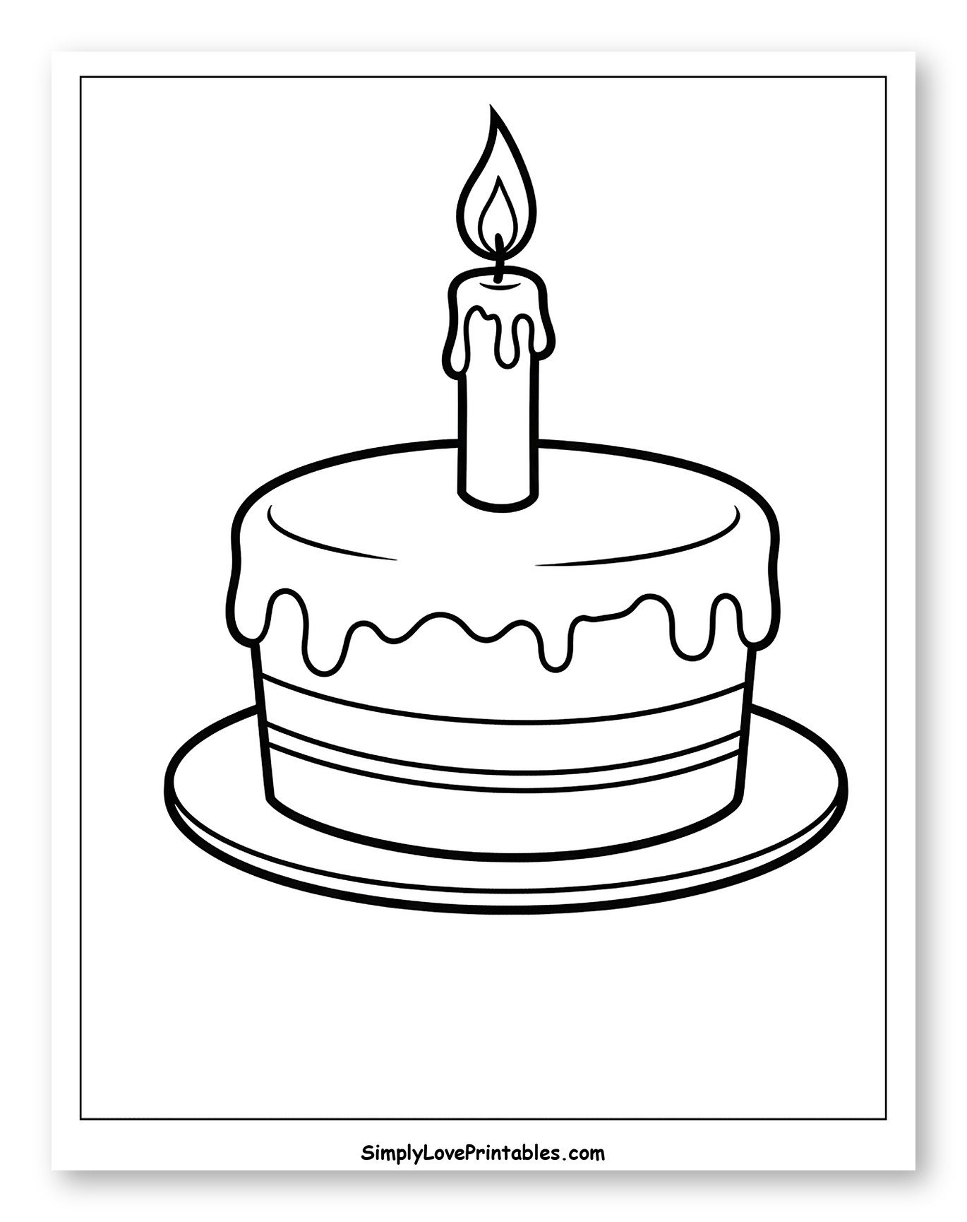 Birthday Cake with Lit Candle