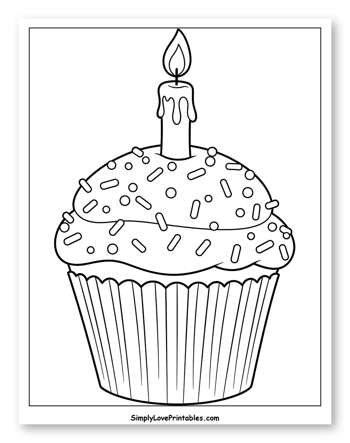 Birthday Cupcake with a Lit Candle and Sprinkles