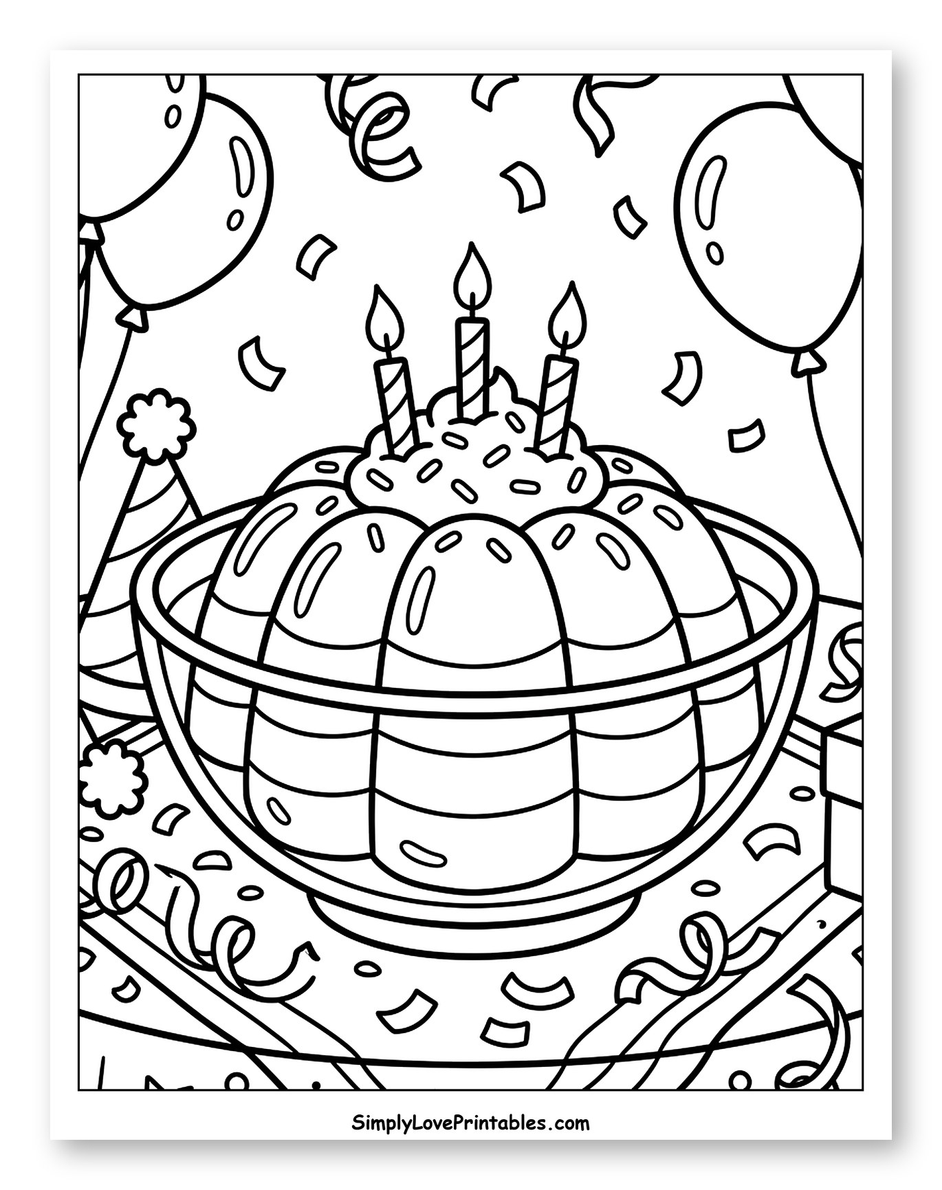 Birthday Jello Cake with Balloons and Confetti