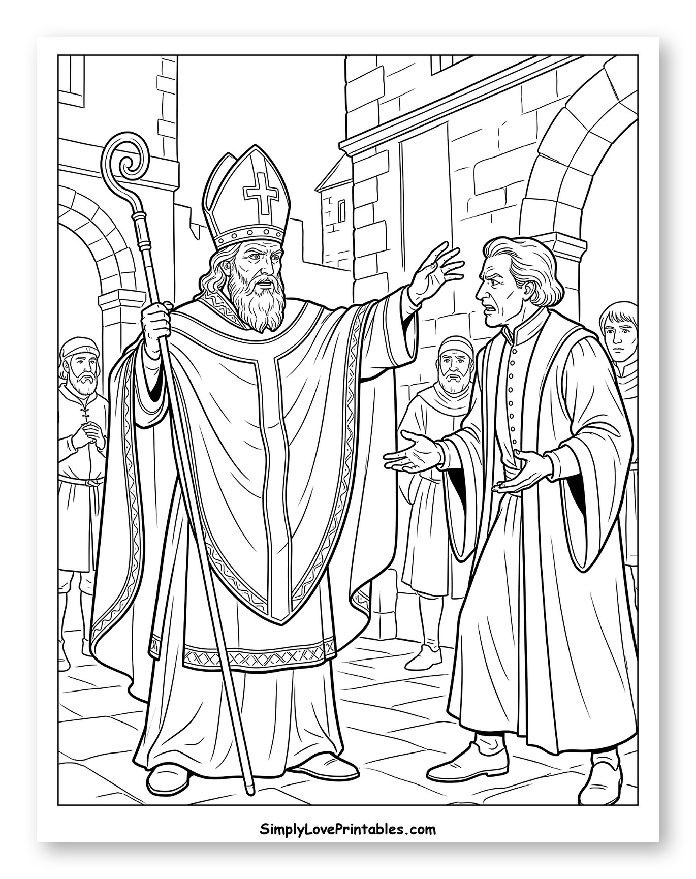 Bishop Nicholas Confronting an Angry Man to Color