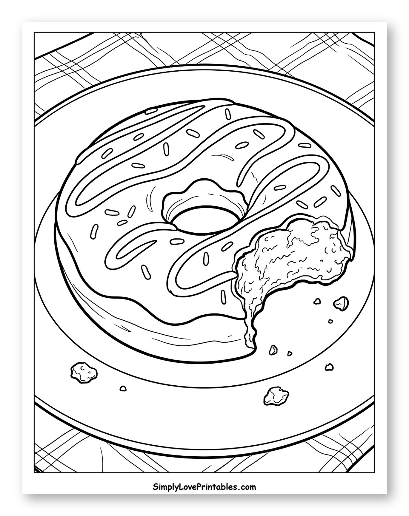 Bitten Donut on a Plate with Sprinkles
