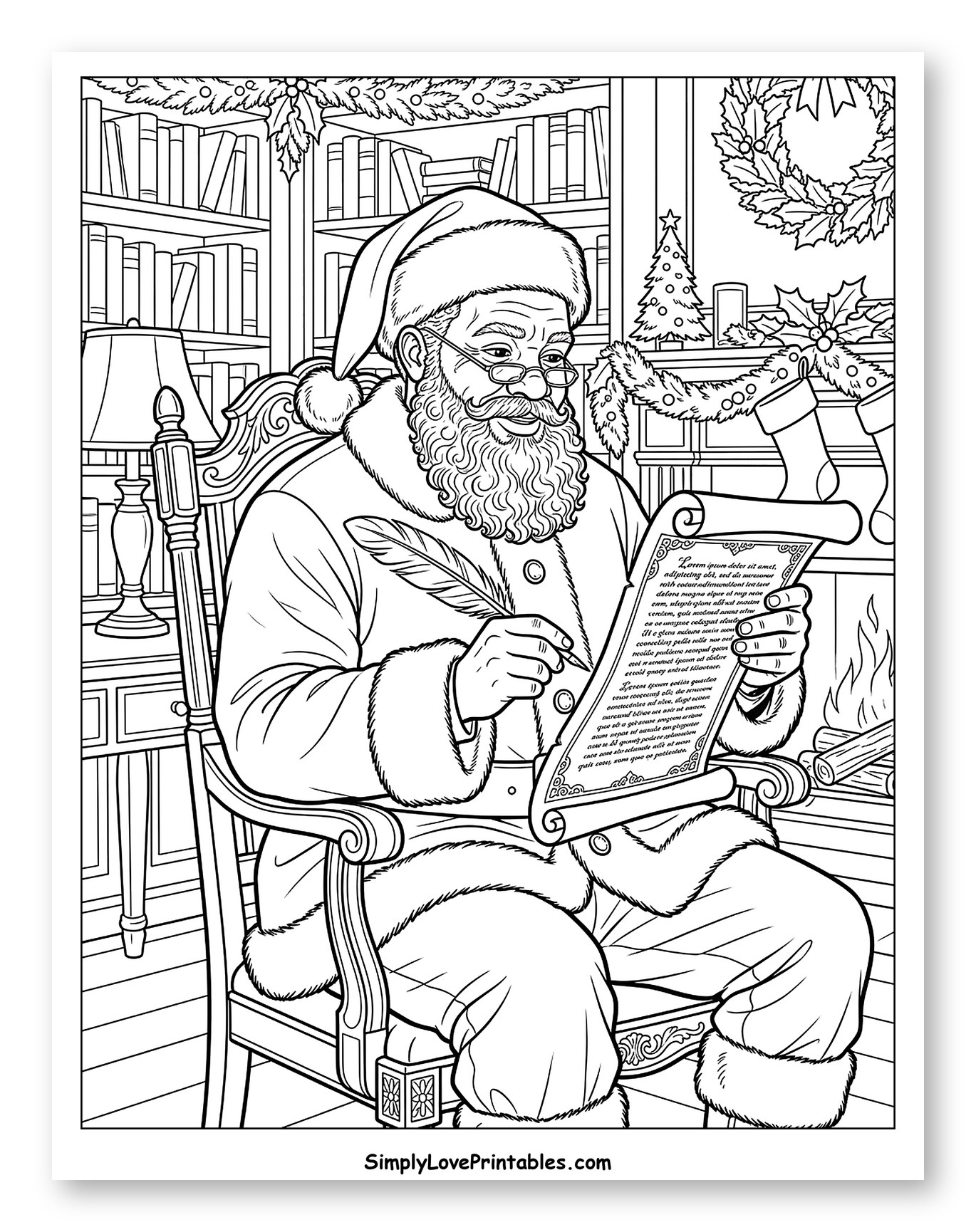 Black Santa Claus Checking His Holiday List to Color