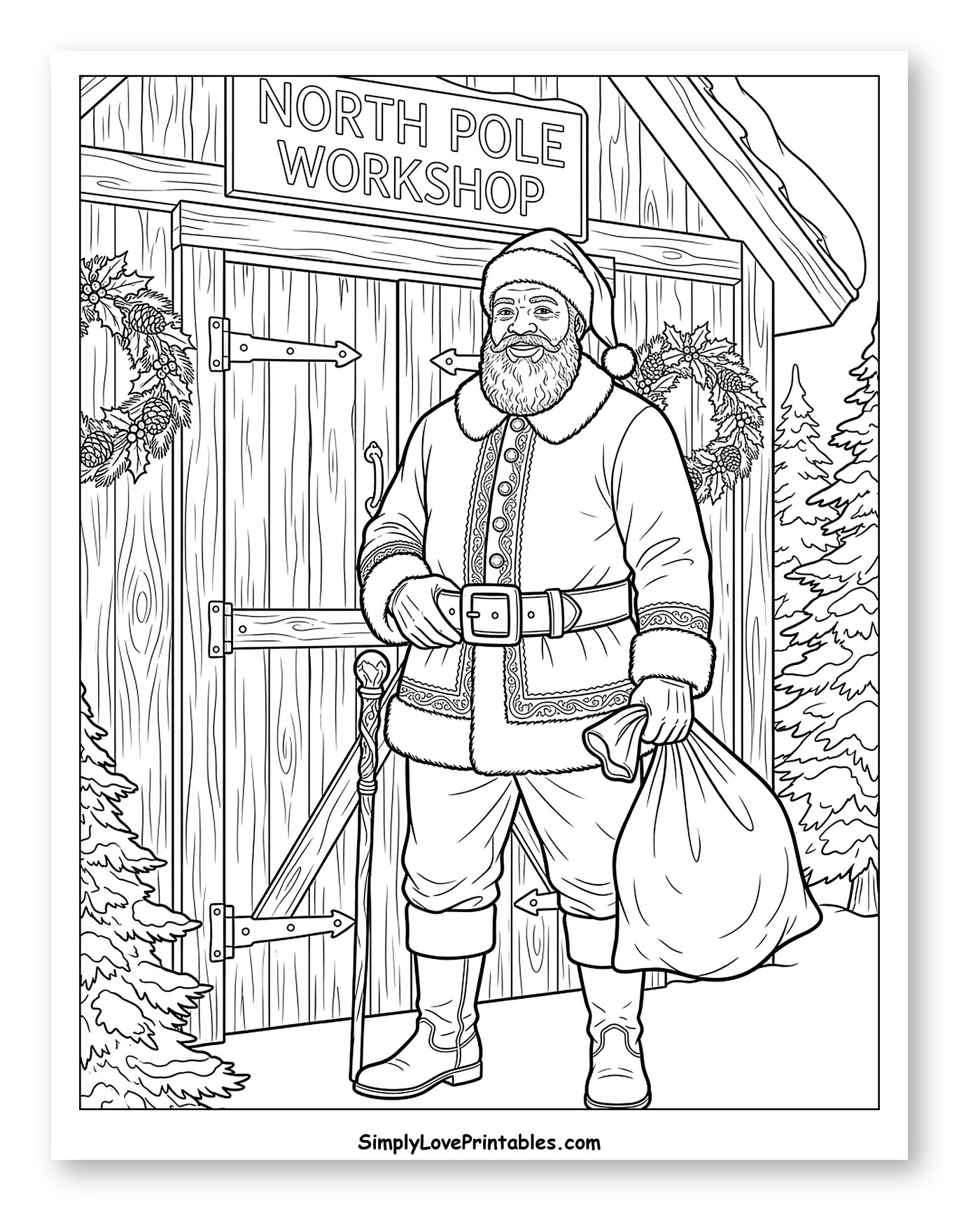 Black Santa Outside His North Pole Workshop