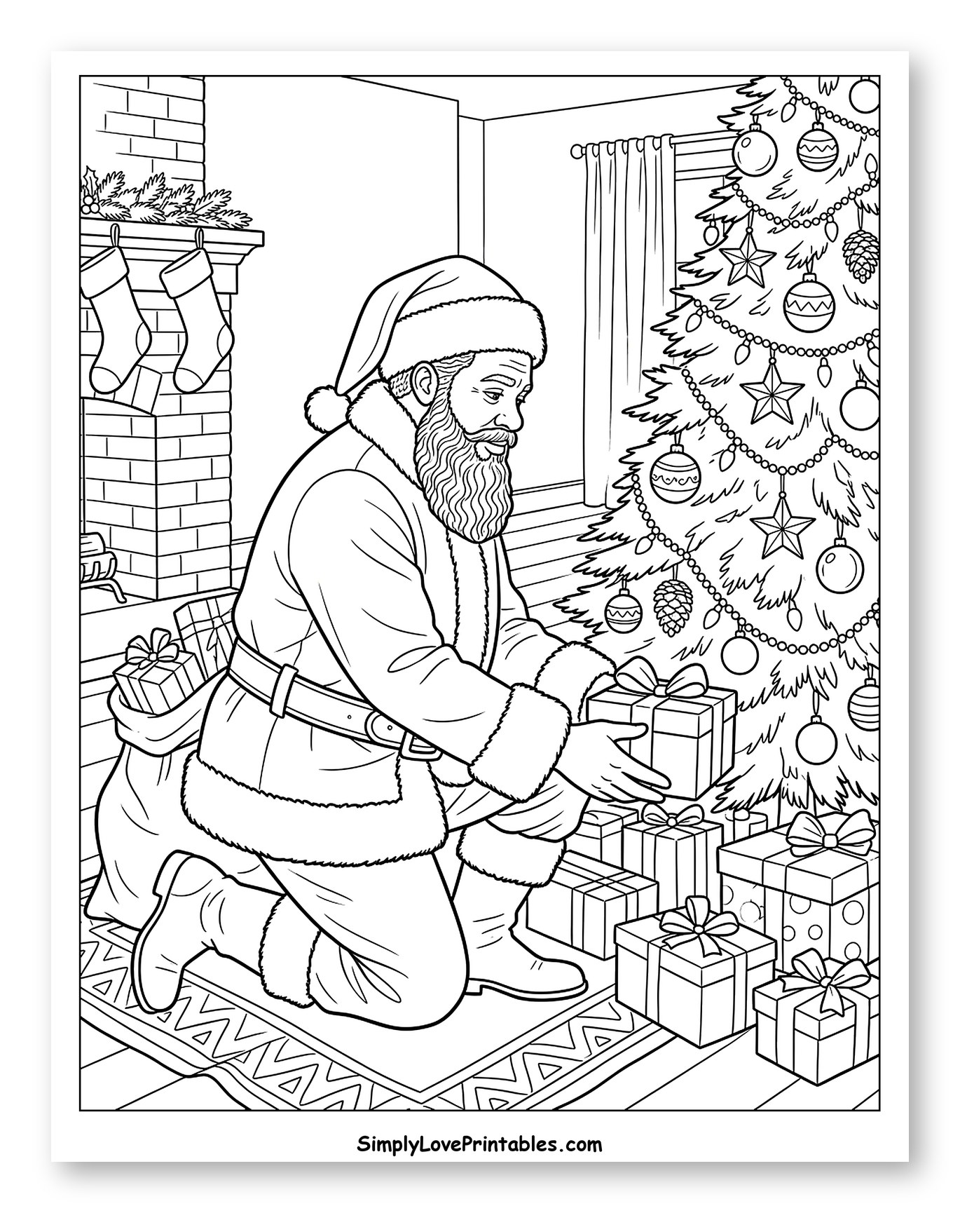 Black Santa Placing Presents Under the Christmas Tree