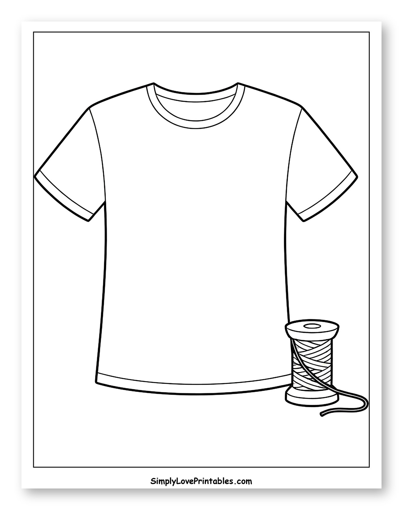 Blank T-shirt with Spool of Thread to Color for Toddlers