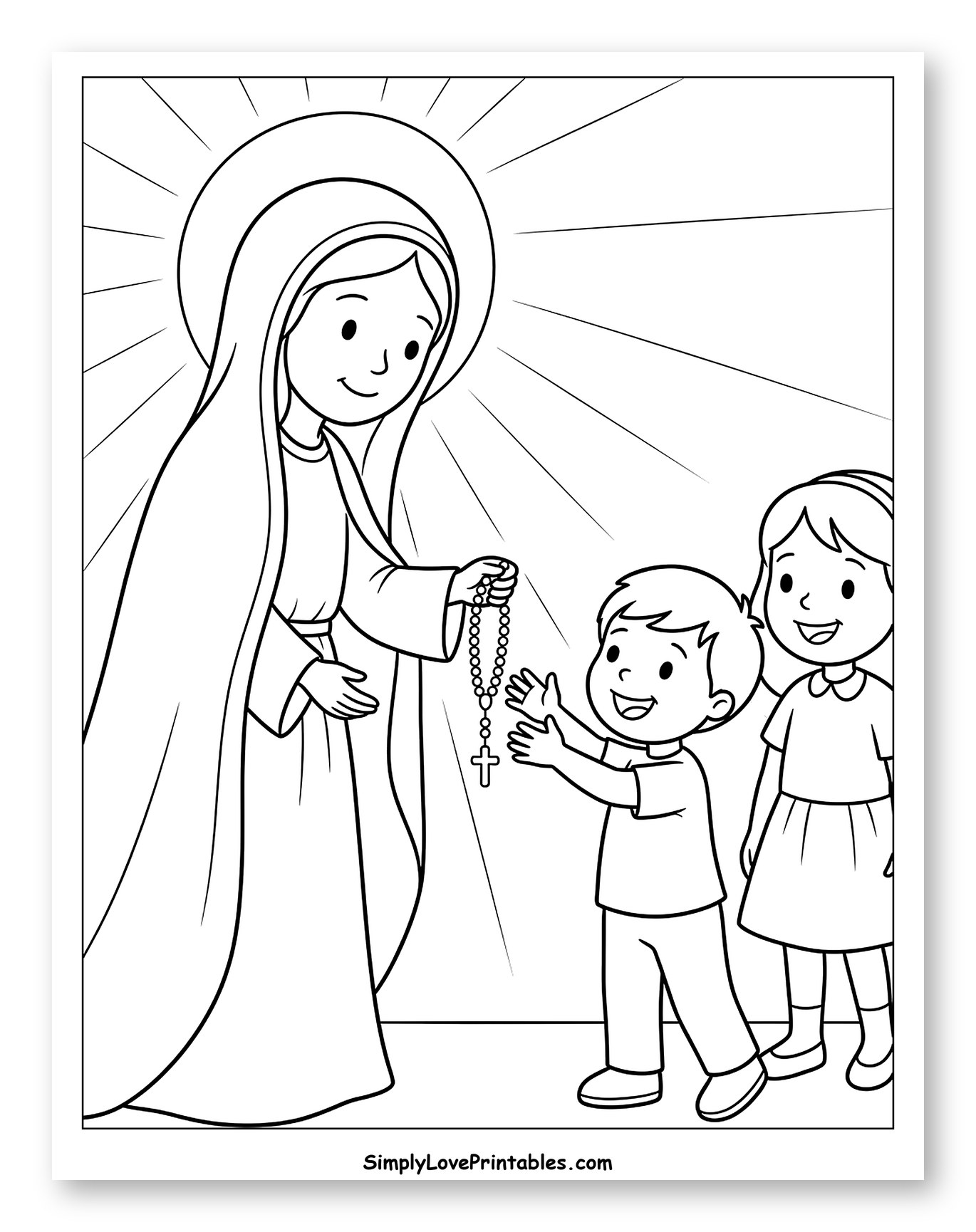 Blessed Mother Giving Rosary to Children