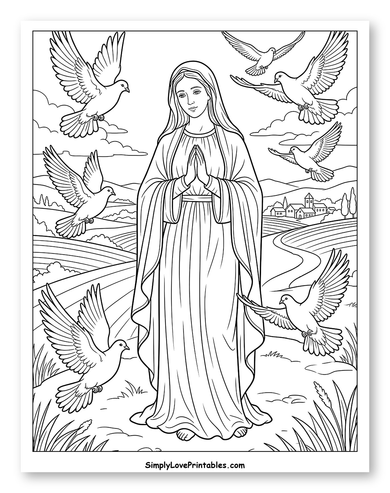 Blessed Mother Mary with Doves