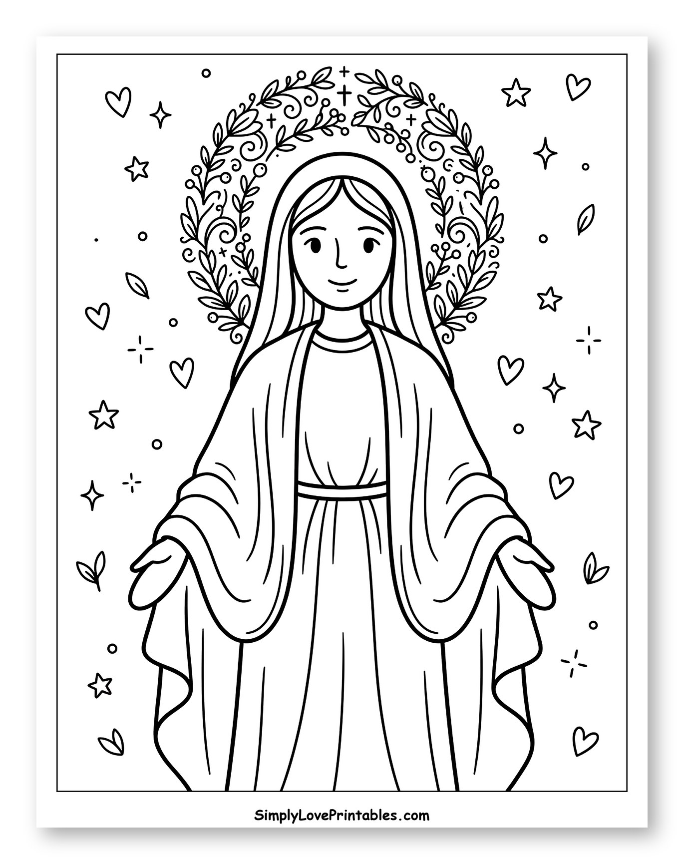 Blessed Mother Mary with Floral Halo